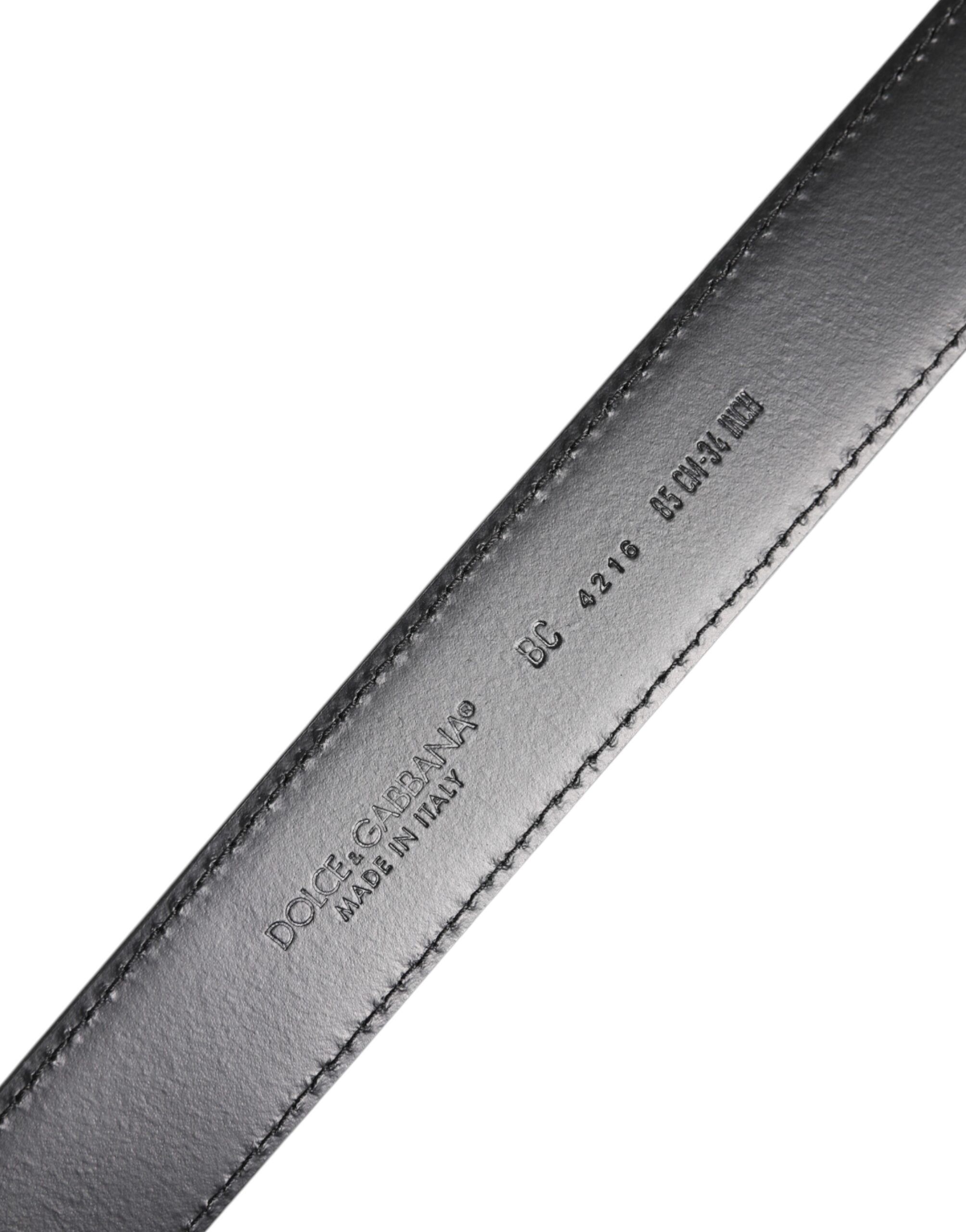 Classic Calf Leather Silver Buckle Men's Belt - Dolce & Gabbana - Modalova