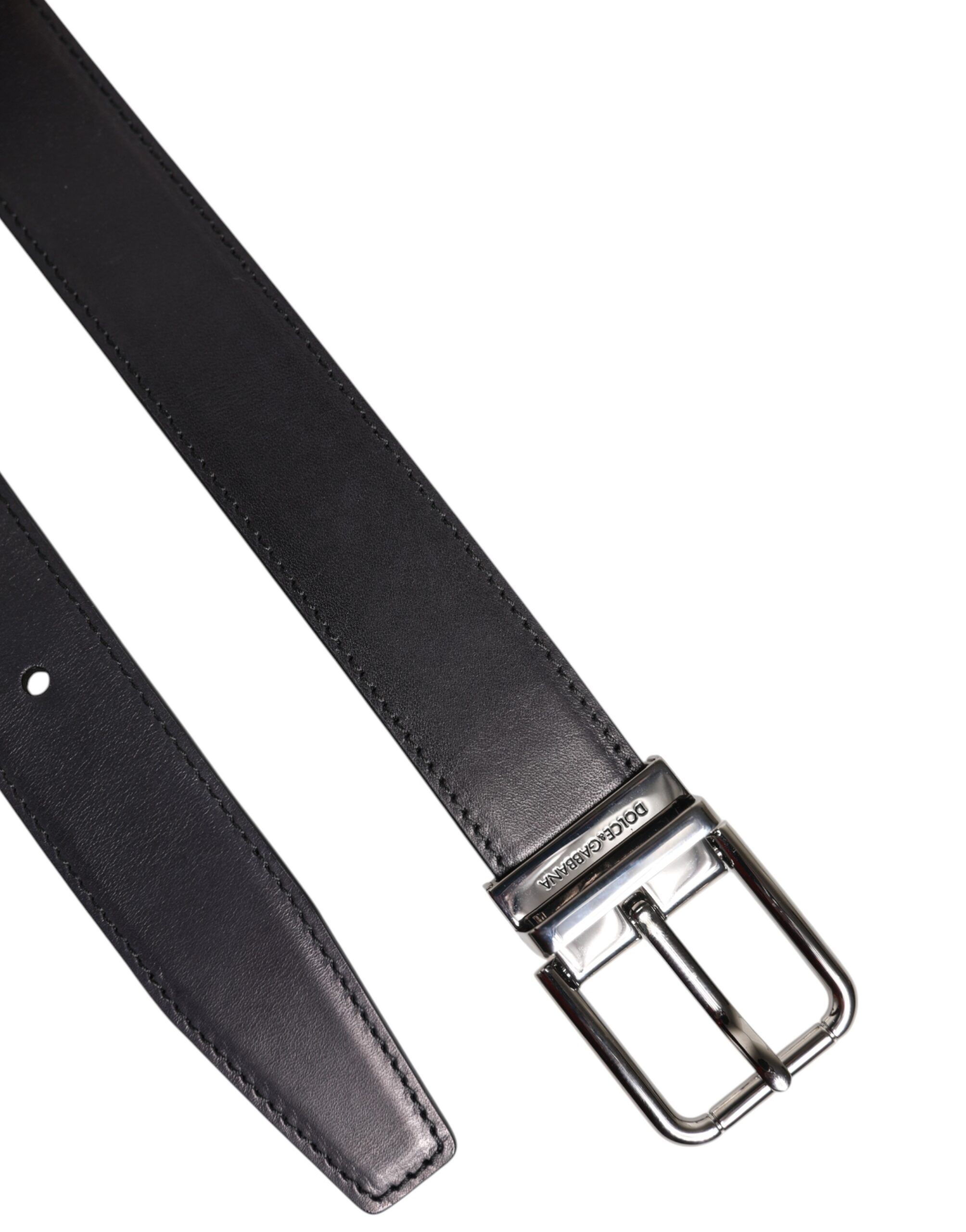 Classic Calf Leather Silver Buckle Men's Belt - Dolce & Gabbana - Modalova