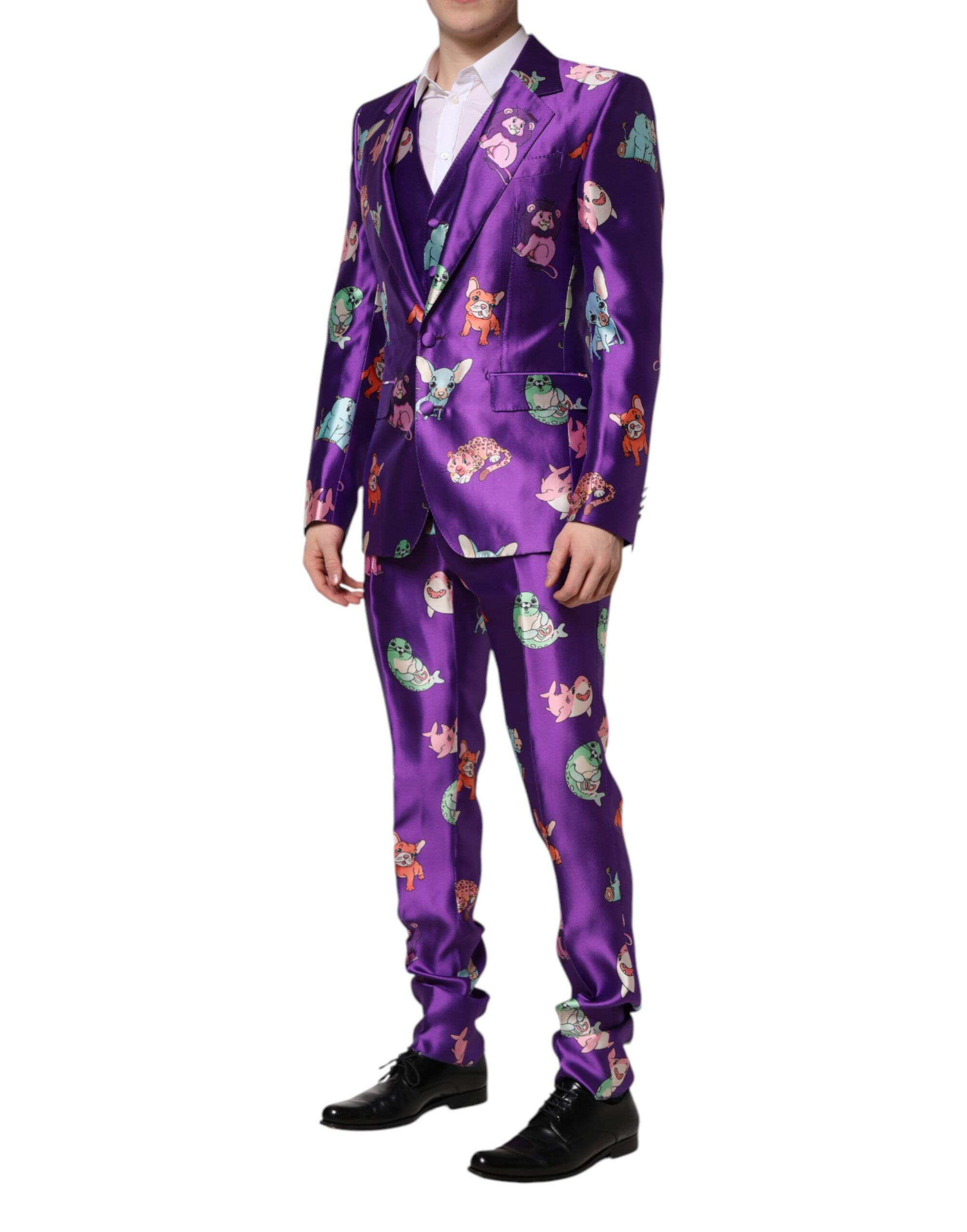 Silk Animal Print 3 Piece Men's Suit - Dolce & Gabbana - Modalova
