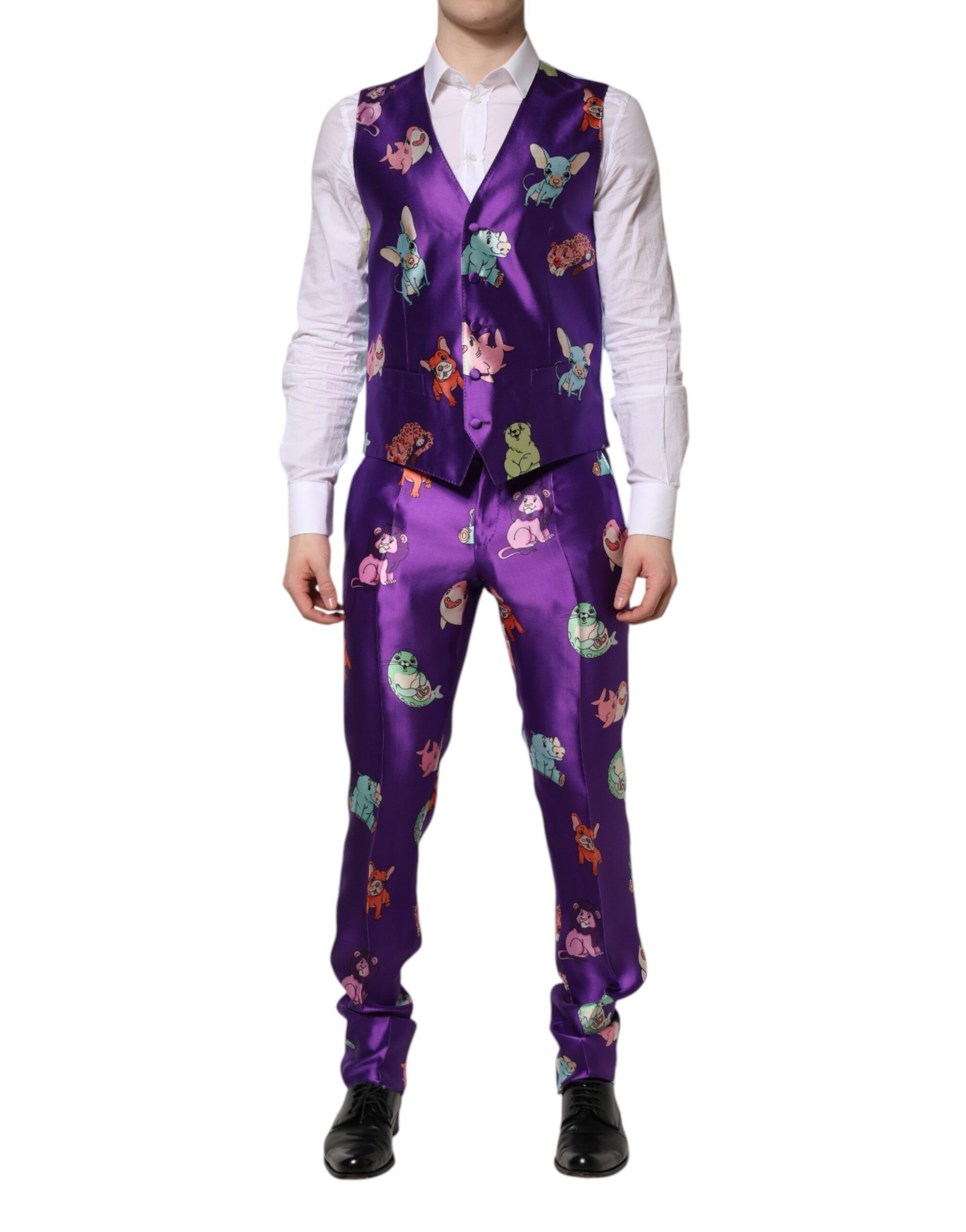 Silk Animal Print 3 Piece Men's Suit - Dolce & Gabbana - Modalova