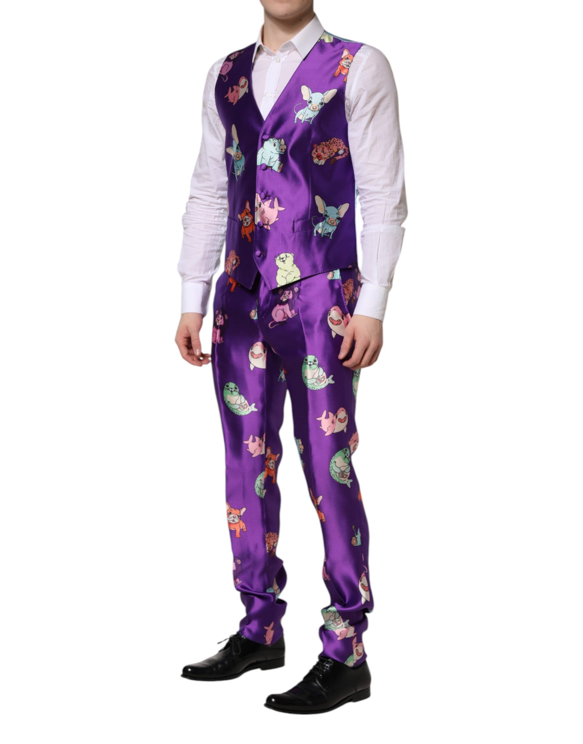 Silk Animal Print 3 Piece Men's Suit - Dolce & Gabbana - Modalova