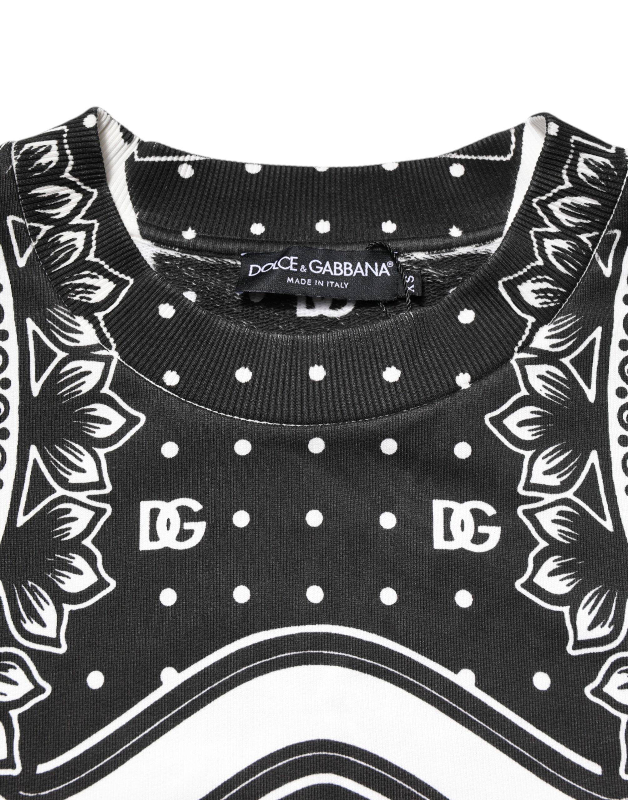 Black White Bandana Cotton Men Sweatshirt Men's Sweater - Dolce & Gabbana - Modalova