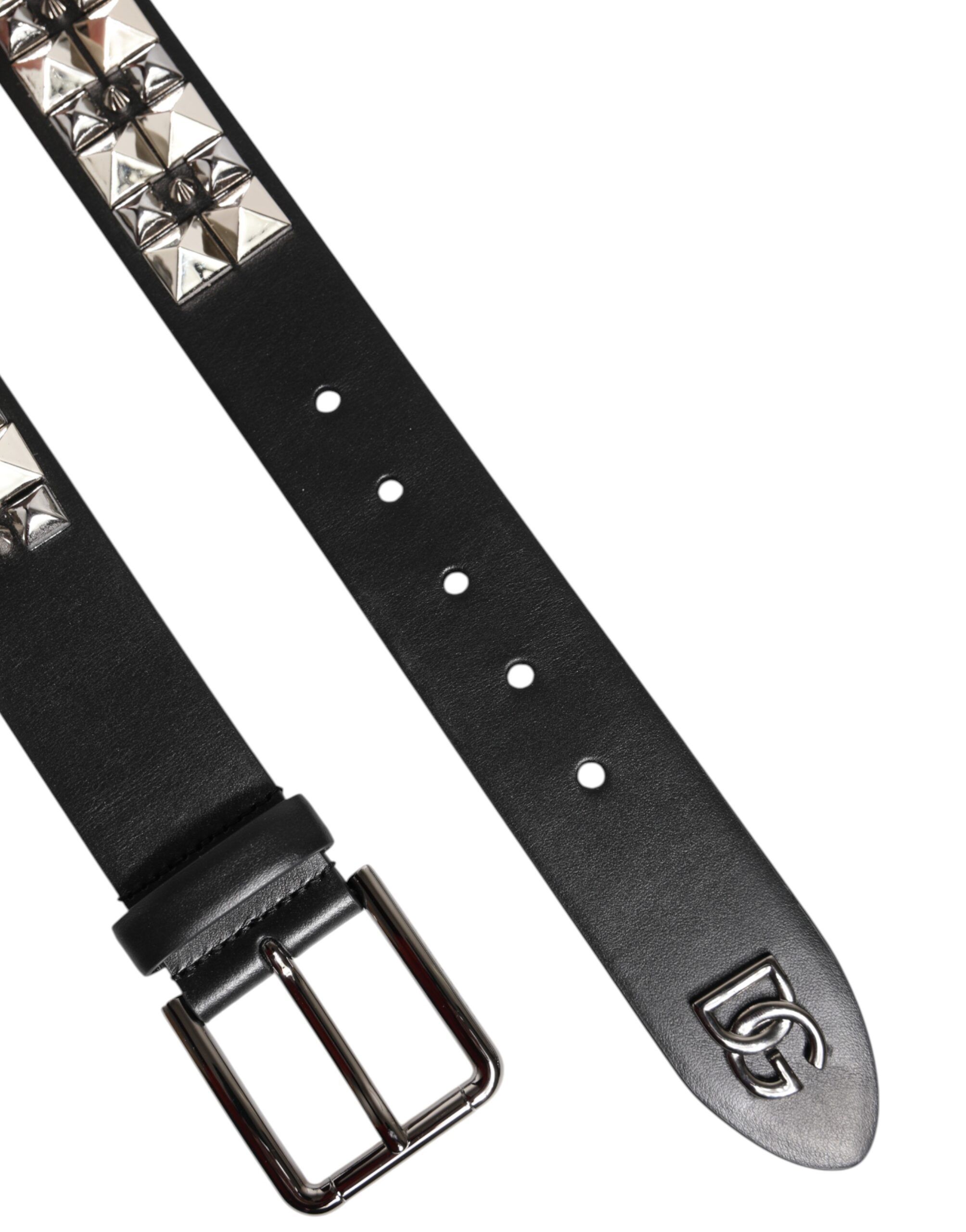 Calf Leather Studded Silver Buckle Men's Belt - Dolce & Gabbana - Modalova