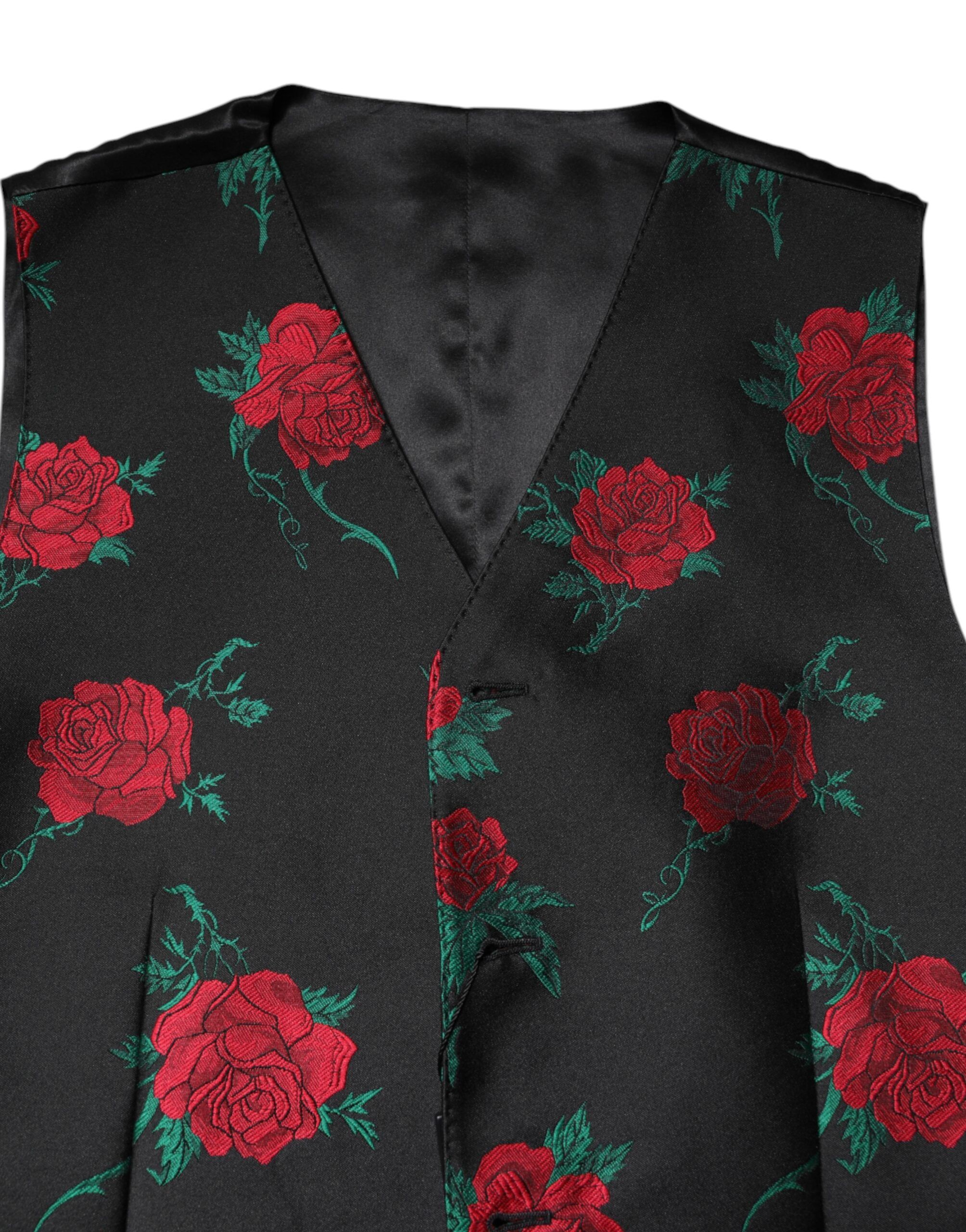 Red Floral Brocade Formal Men Waistcoat Men's Vest - Dolce & Gabbana - Modalova