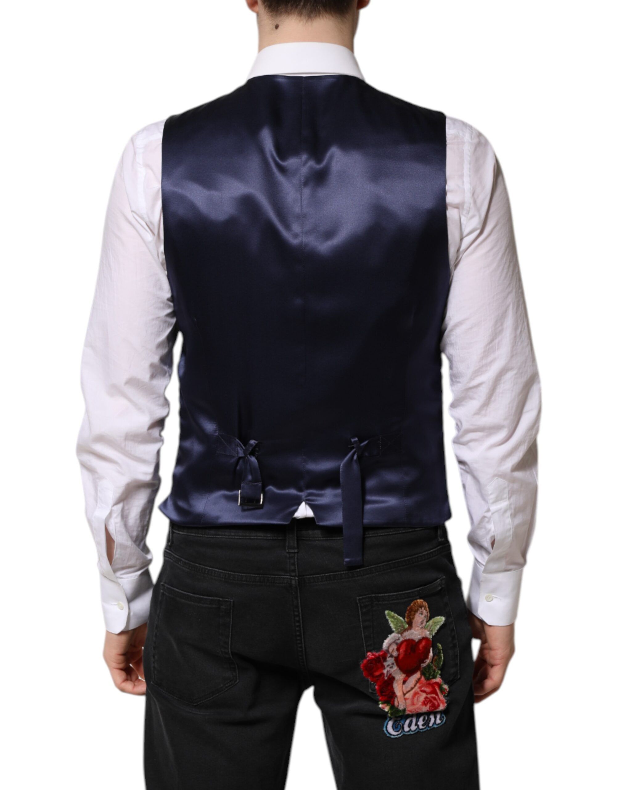 Dark Logo Wool Formal Men Waistcoat Men's Vest - Dolce & Gabbana - Modalova