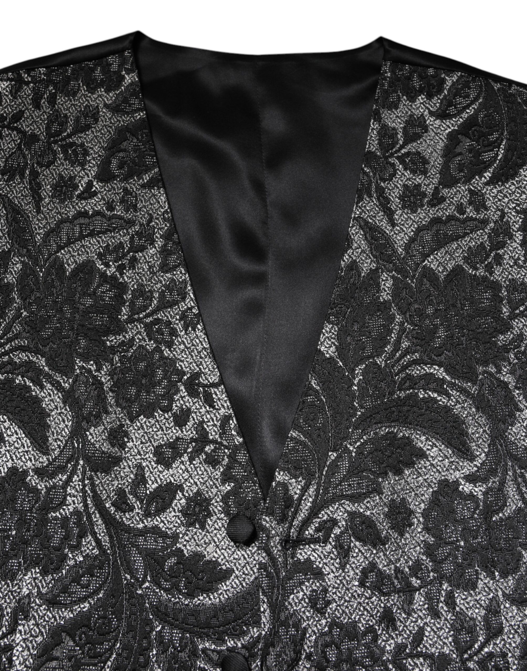 Black Gray Brocade Formal Men Waistcoat Men's Vest - Dolce & Gabbana - Modalova