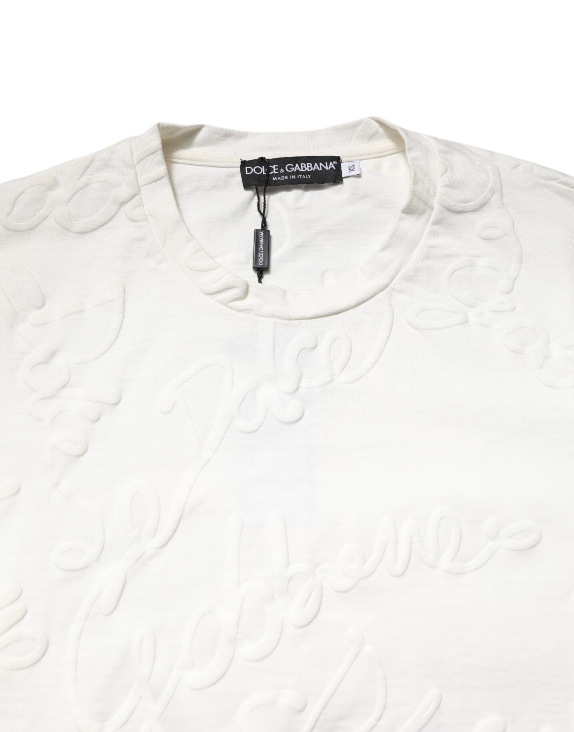 Cotton Logo Embossed Crew Neck Men's T-shirt - Dolce & Gabbana - Modalova