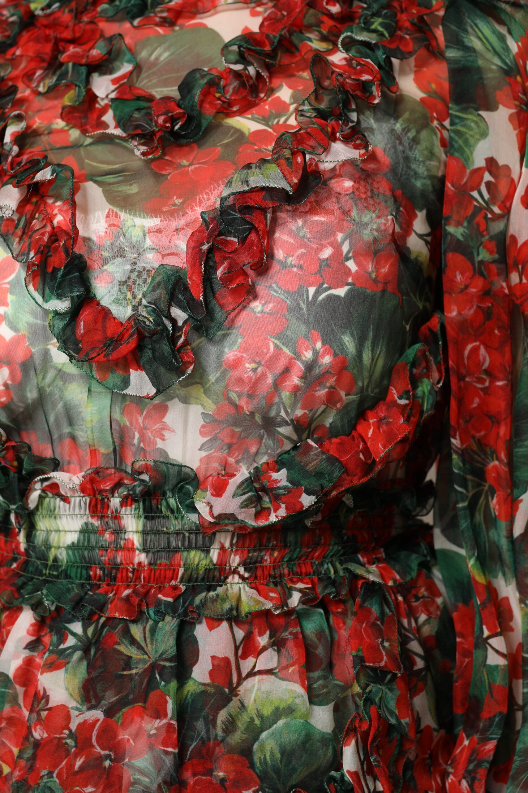 Ruffle Floral Long Sleeves Women's Dress - Dolce & Gabbana - Modalova