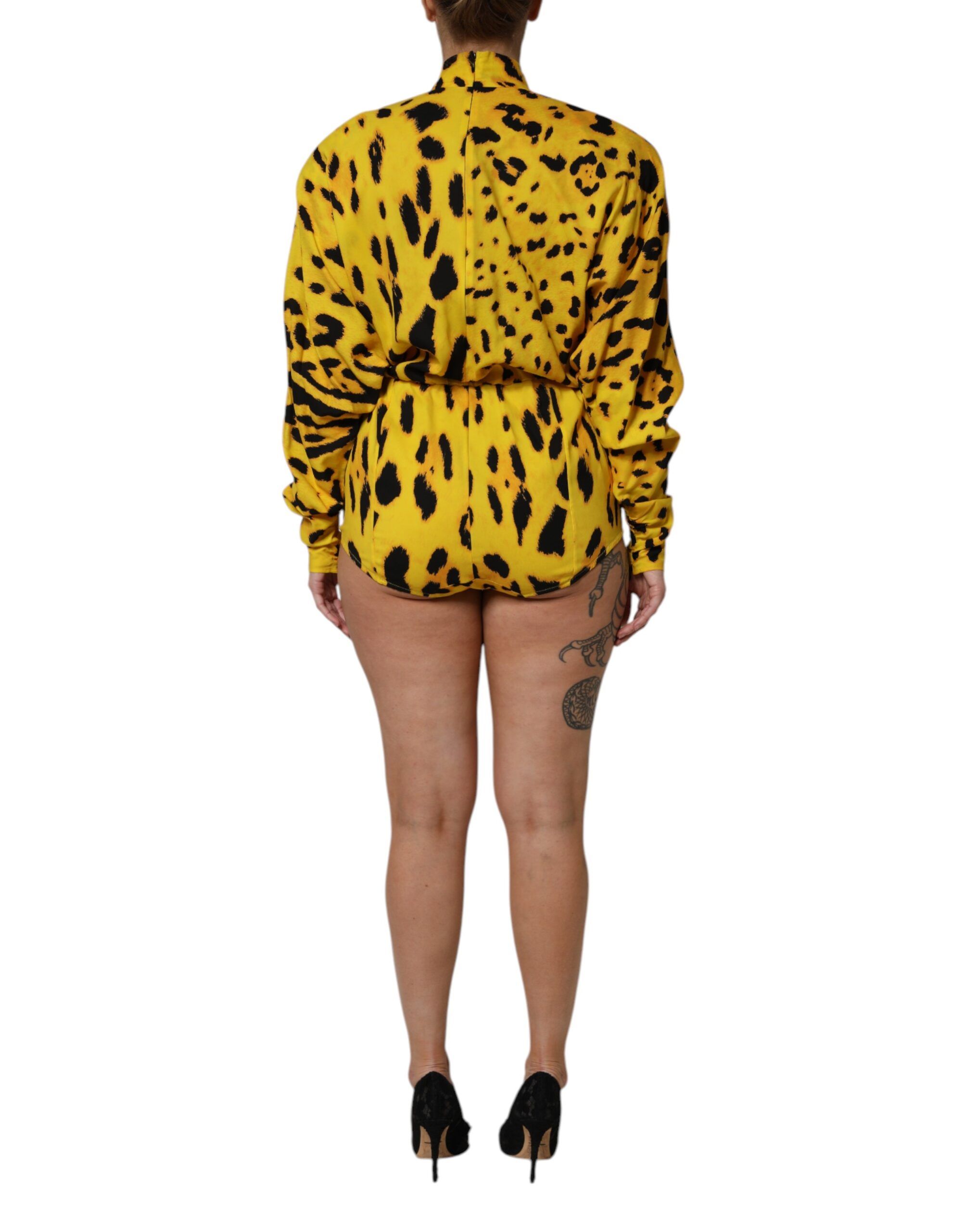 Leopard Long Sleeves Jumpsuit Women's Dress - Dolce & Gabbana - Modalova