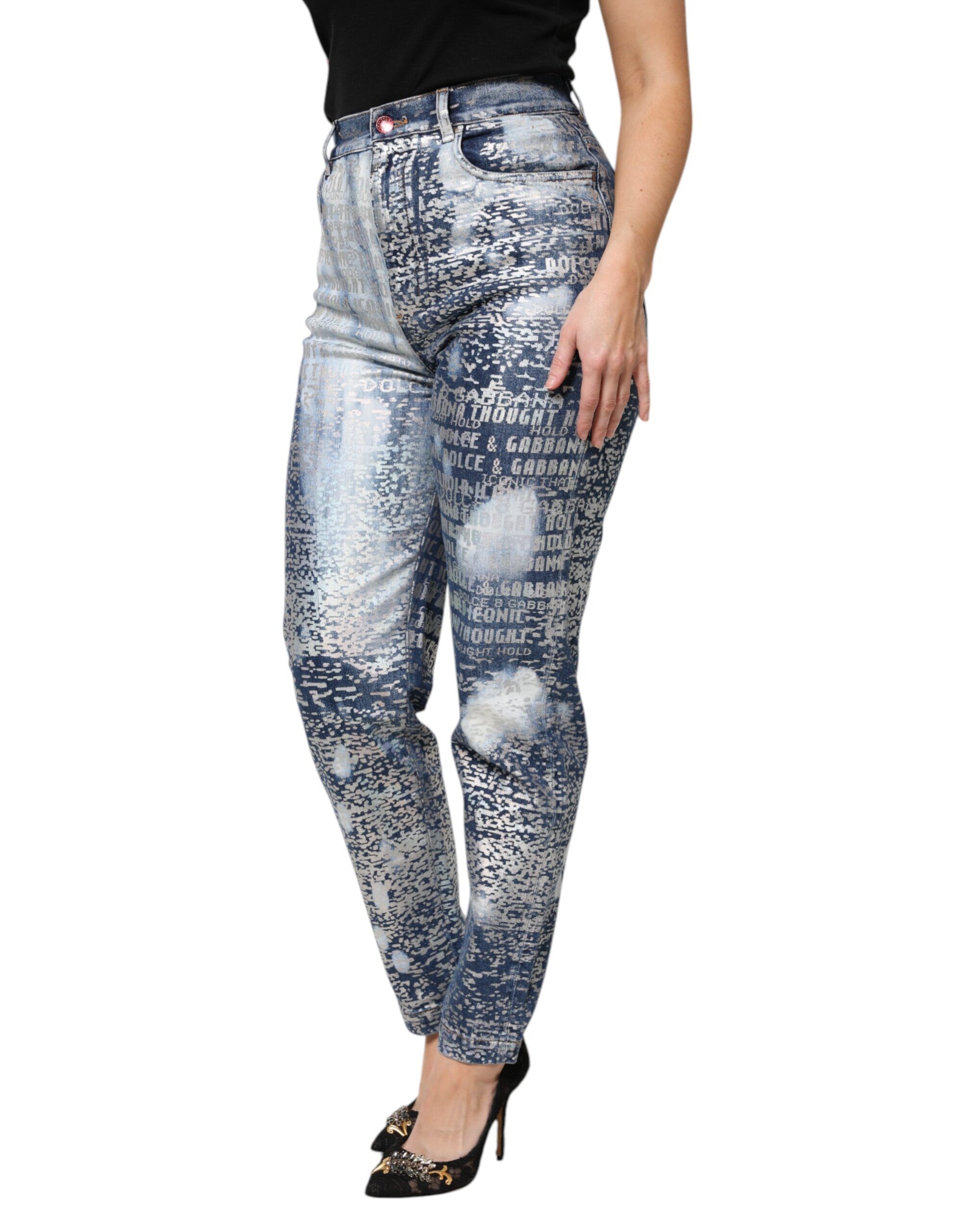 Washed Print High Waist Denim Women's Jeans - Dolce & Gabbana - Modalova