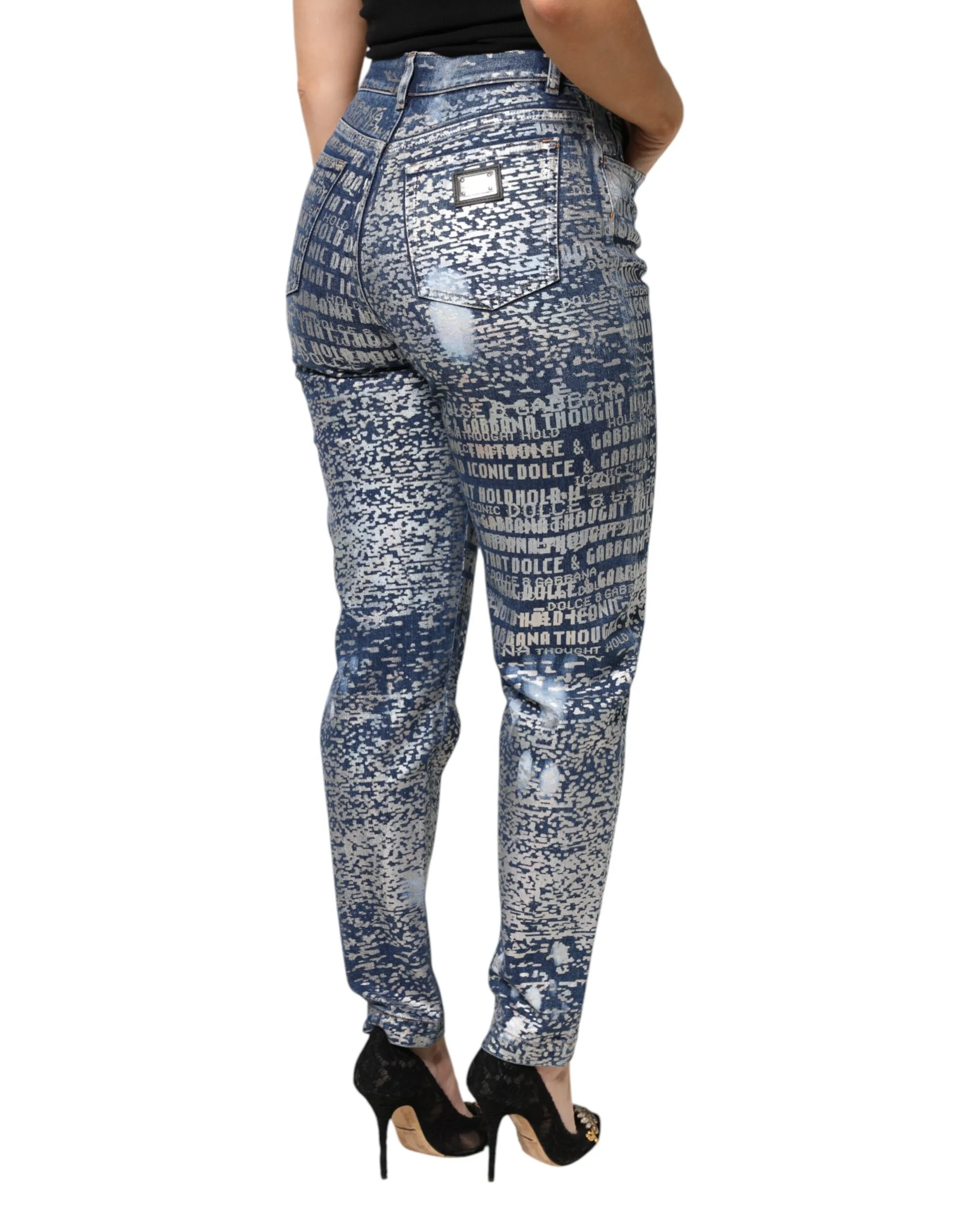 Washed Print High Waist Denim Women's Jeans - Dolce & Gabbana - Modalova