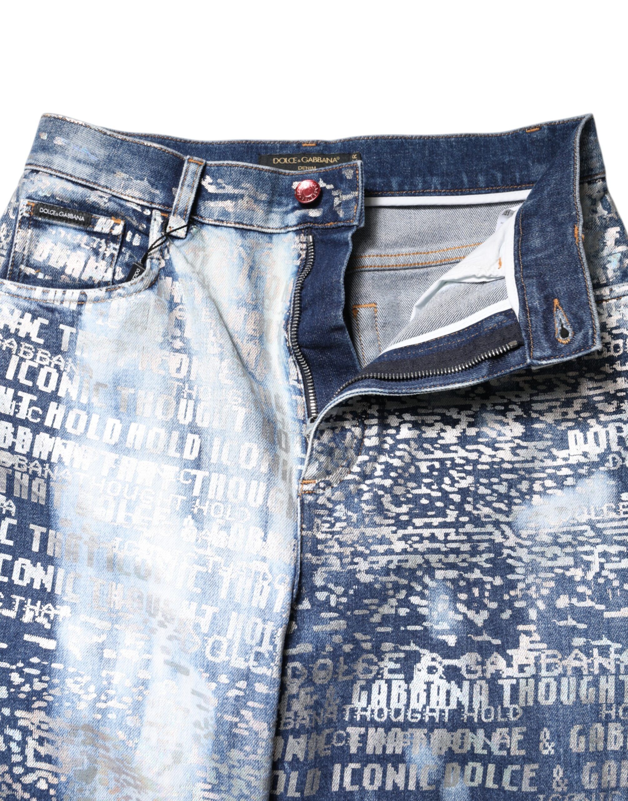 Washed Print High Waist Denim Women's Jeans - Dolce & Gabbana - Modalova