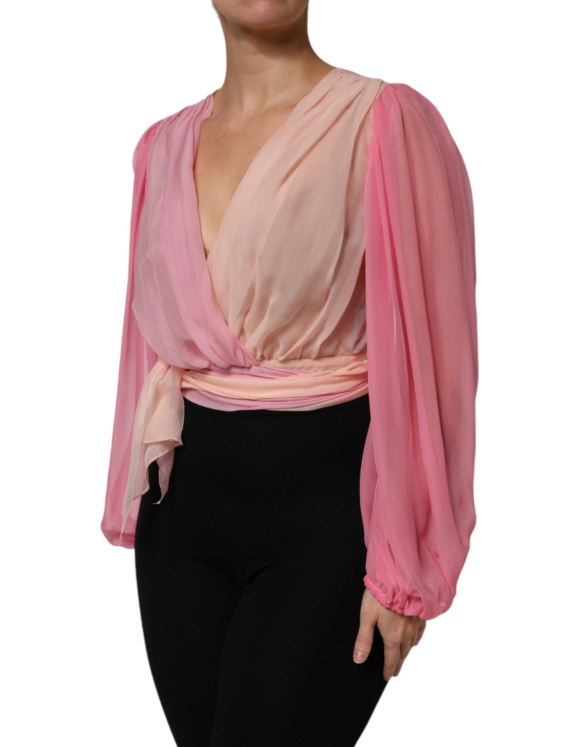 Plunging V-neck Long Sleeves Blouse Women's Top - Dolce & Gabbana - Modalova