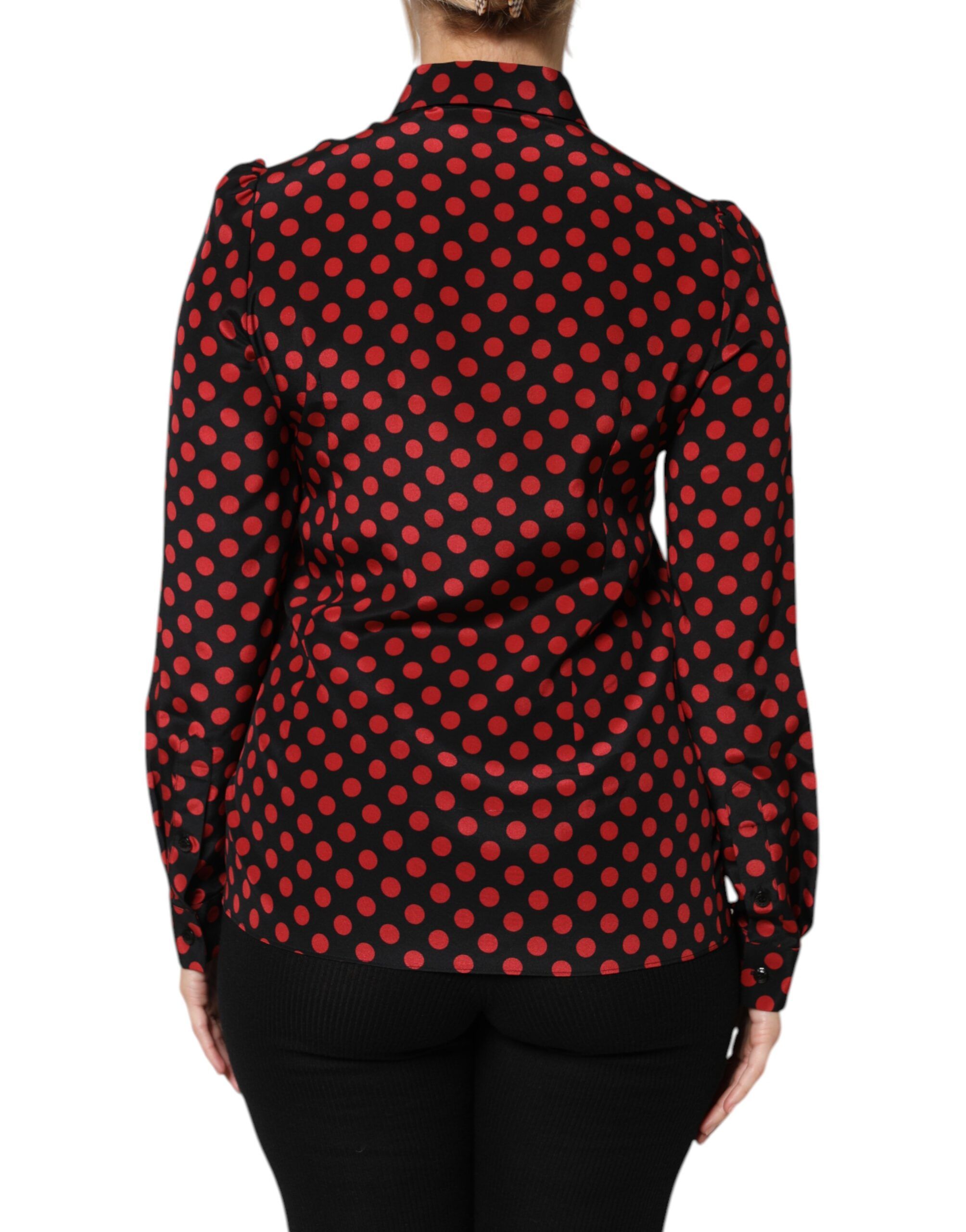 Black Red Polka Dot Silk Long Sleeves Women's Top (Pre-Owned) - Dolce & Gabbana - Modalova