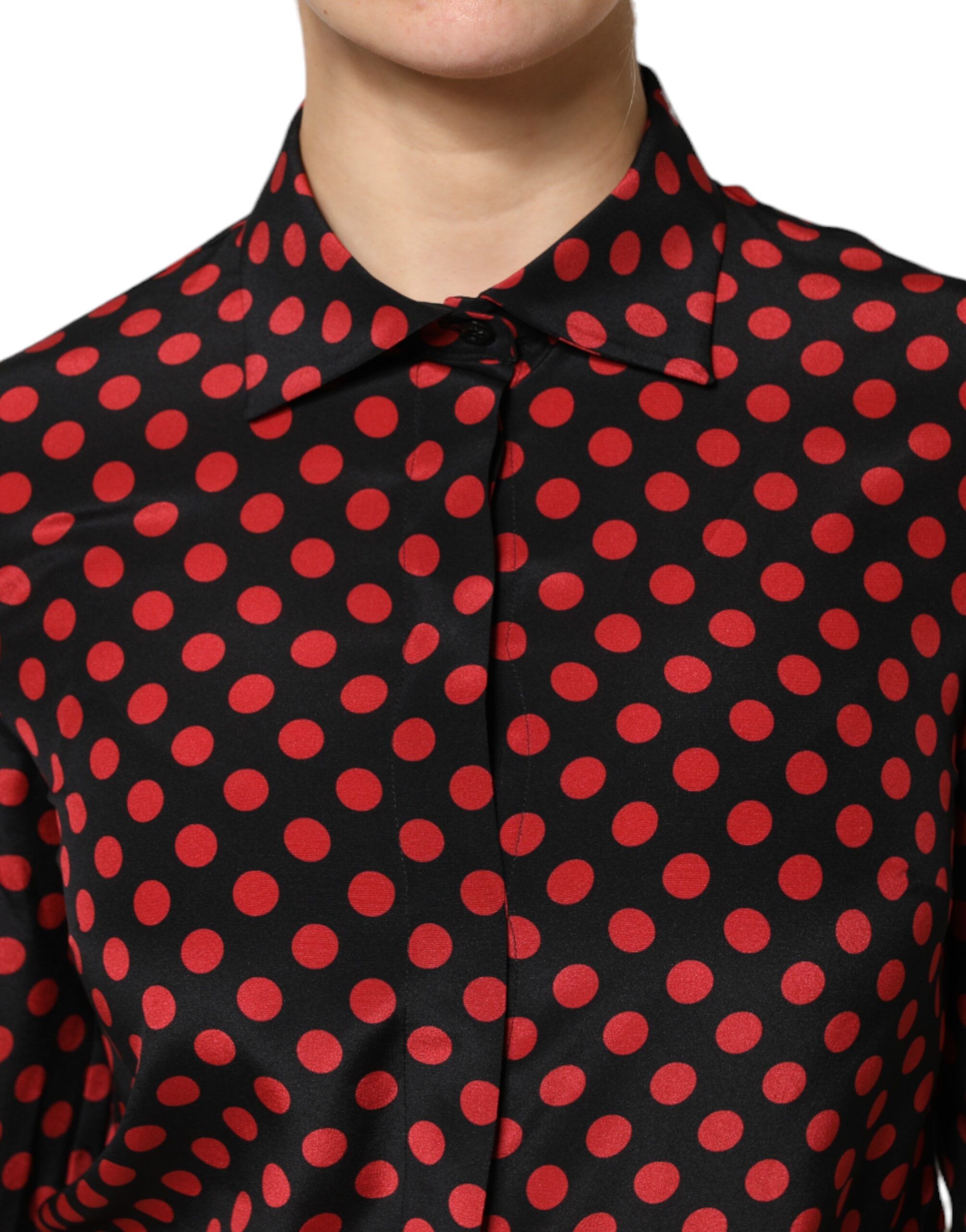 Black Red Polka Dot Silk Long Sleeves Women's Top (Pre-Owned) - Dolce & Gabbana - Modalova