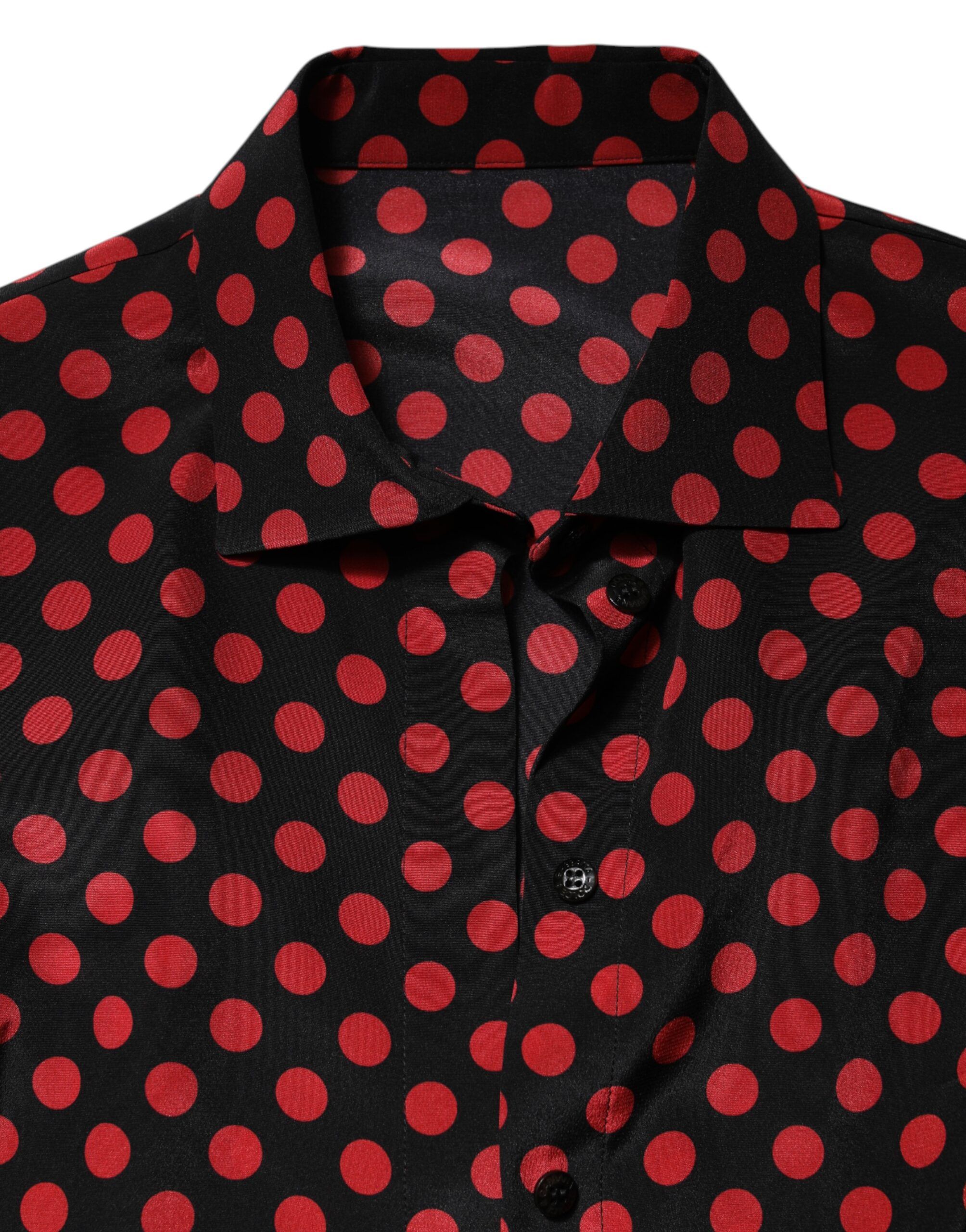 Black Red Polka Dot Silk Long Sleeves Women's Top (Pre-Owned) - Dolce & Gabbana - Modalova
