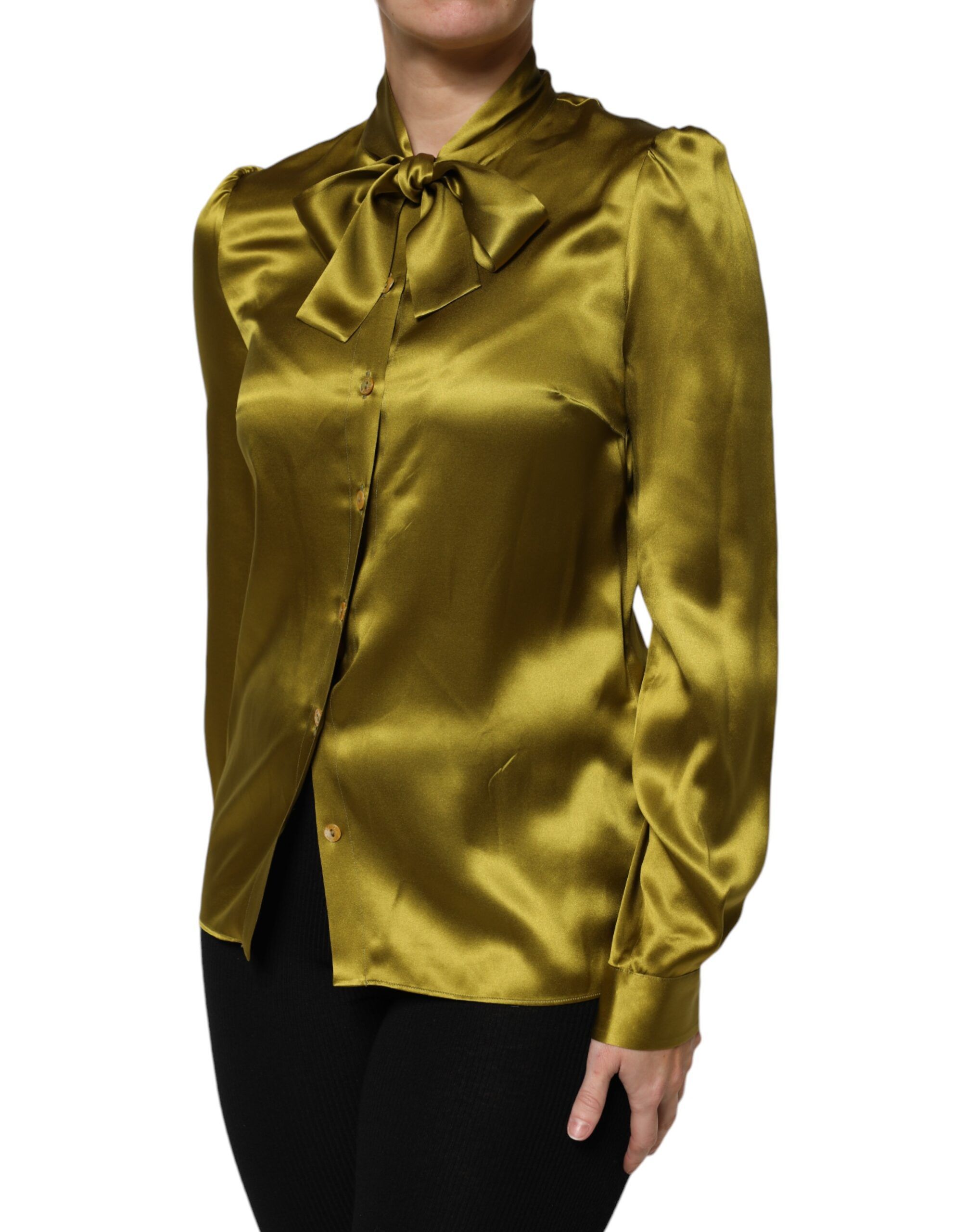 Ascot Collar Long Sleeves Blouse Women's Top (Pre-Owned) - Dolce & Gabbana - Modalova