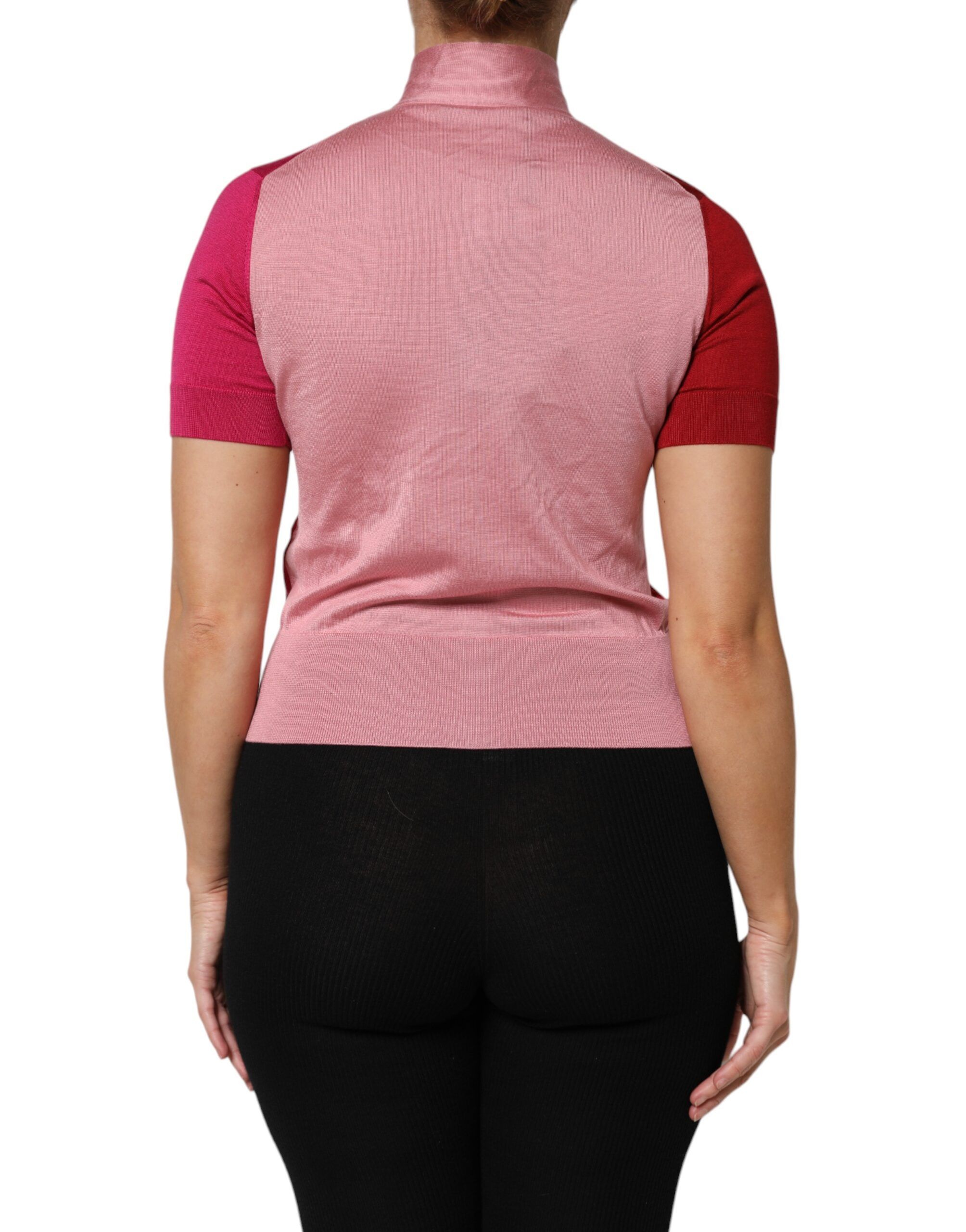 Short Sleeves Buttoned Ascot Collar Women's Top - Dolce & Gabbana - Modalova