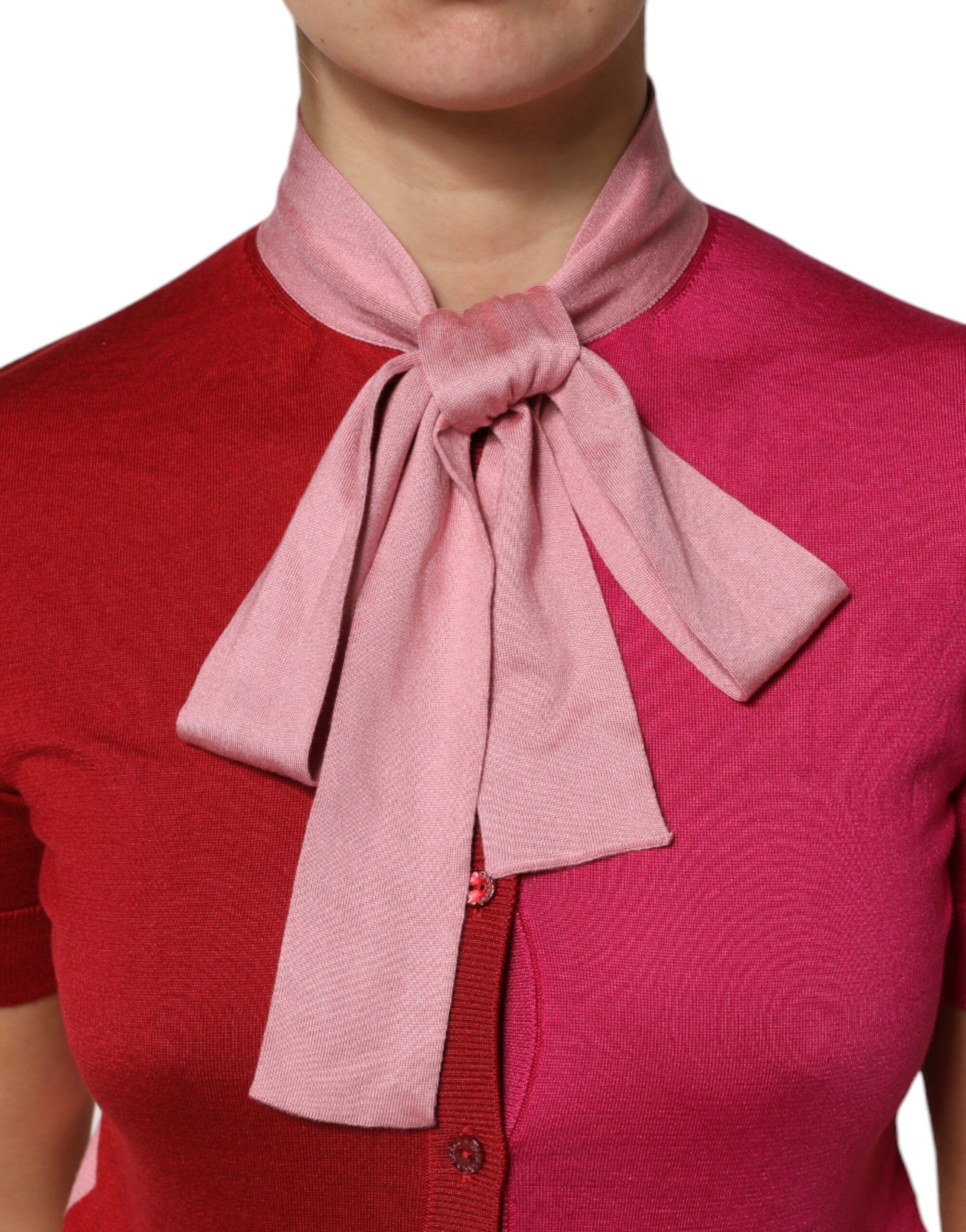 Short Sleeves Buttoned Ascot Collar Women's Top - Dolce & Gabbana - Modalova