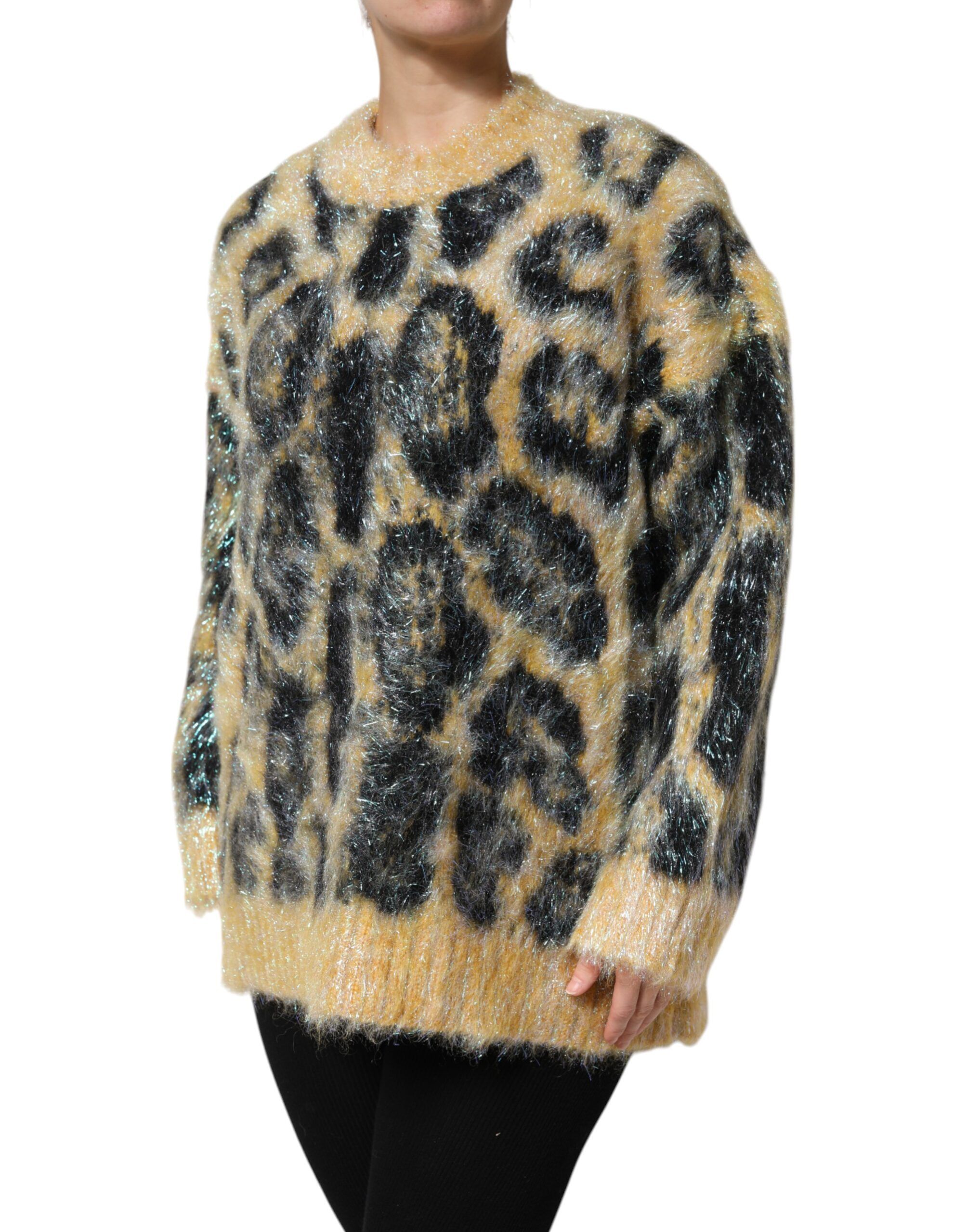 Leopard Mohair Crew Neck Women's Sweater - Dolce & Gabbana - Modalova