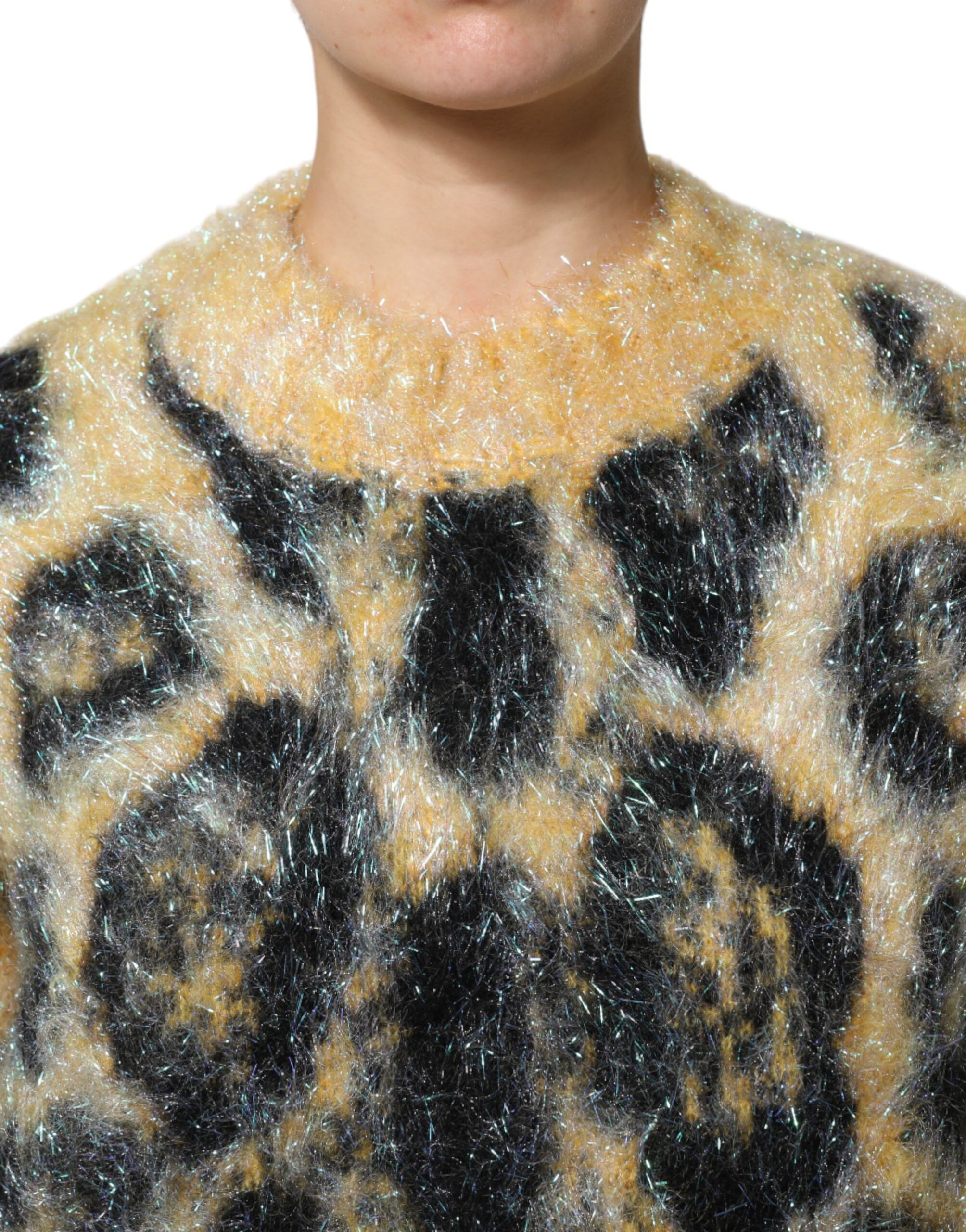Leopard Mohair Crew Neck Women's Sweater - Dolce & Gabbana - Modalova