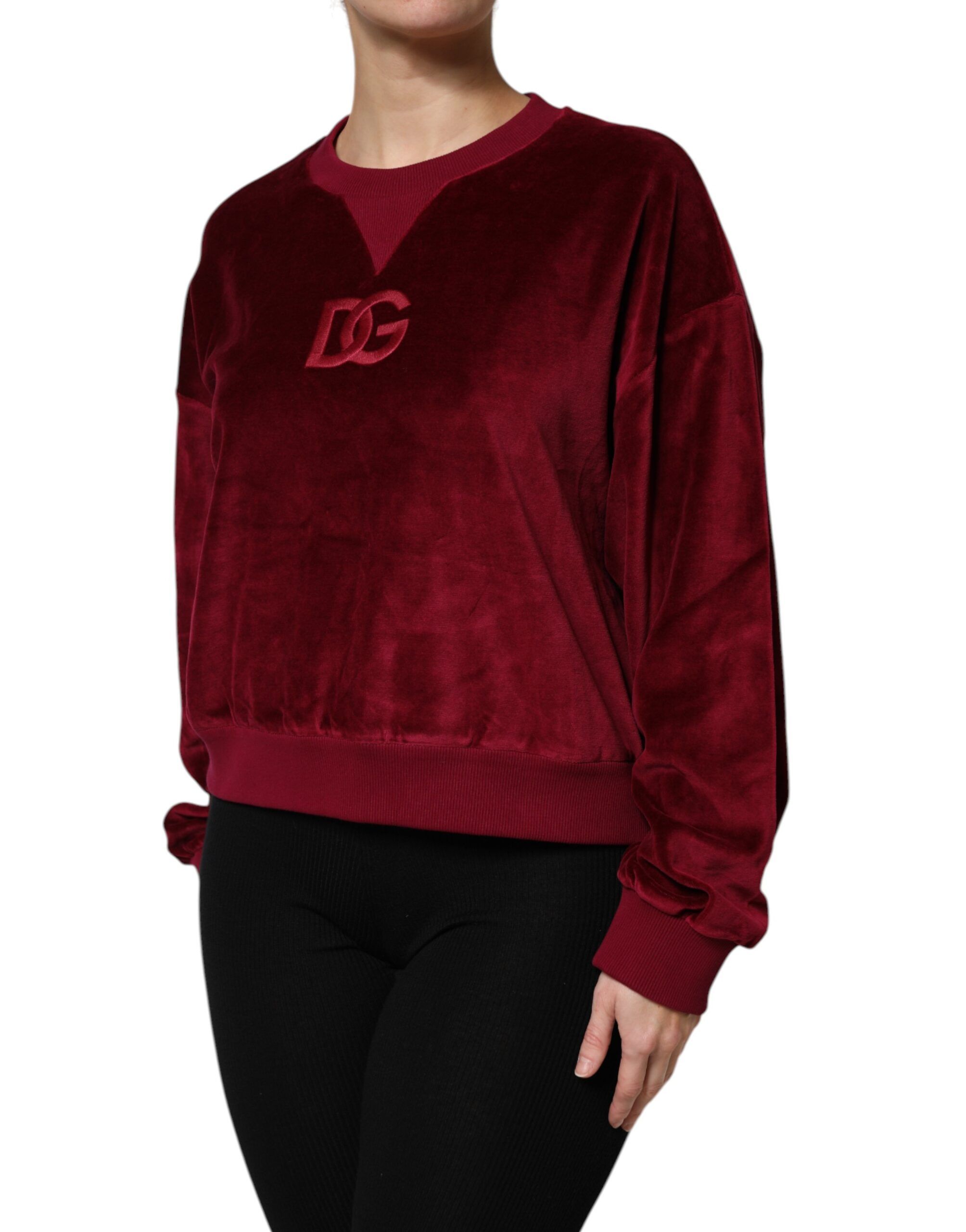 Cotton Velvet Crew Neck Pullover Women's Sweater - Dolce & Gabbana - Modalova