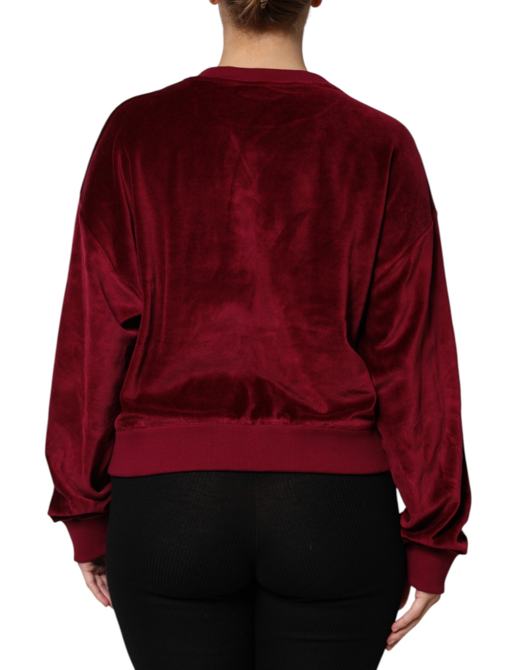 Cotton Velvet Crew Neck Pullover Women's Sweater - Dolce & Gabbana - Modalova