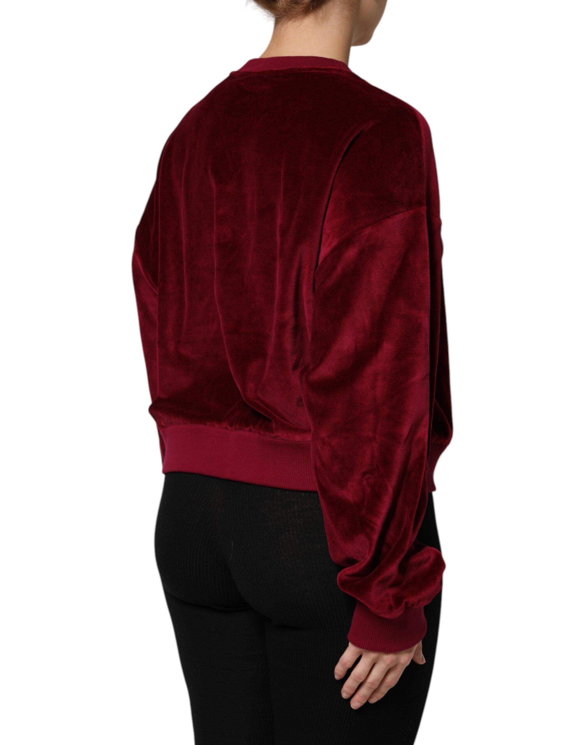 Cotton Velvet Crew Neck Pullover Women's Sweater - Dolce & Gabbana - Modalova