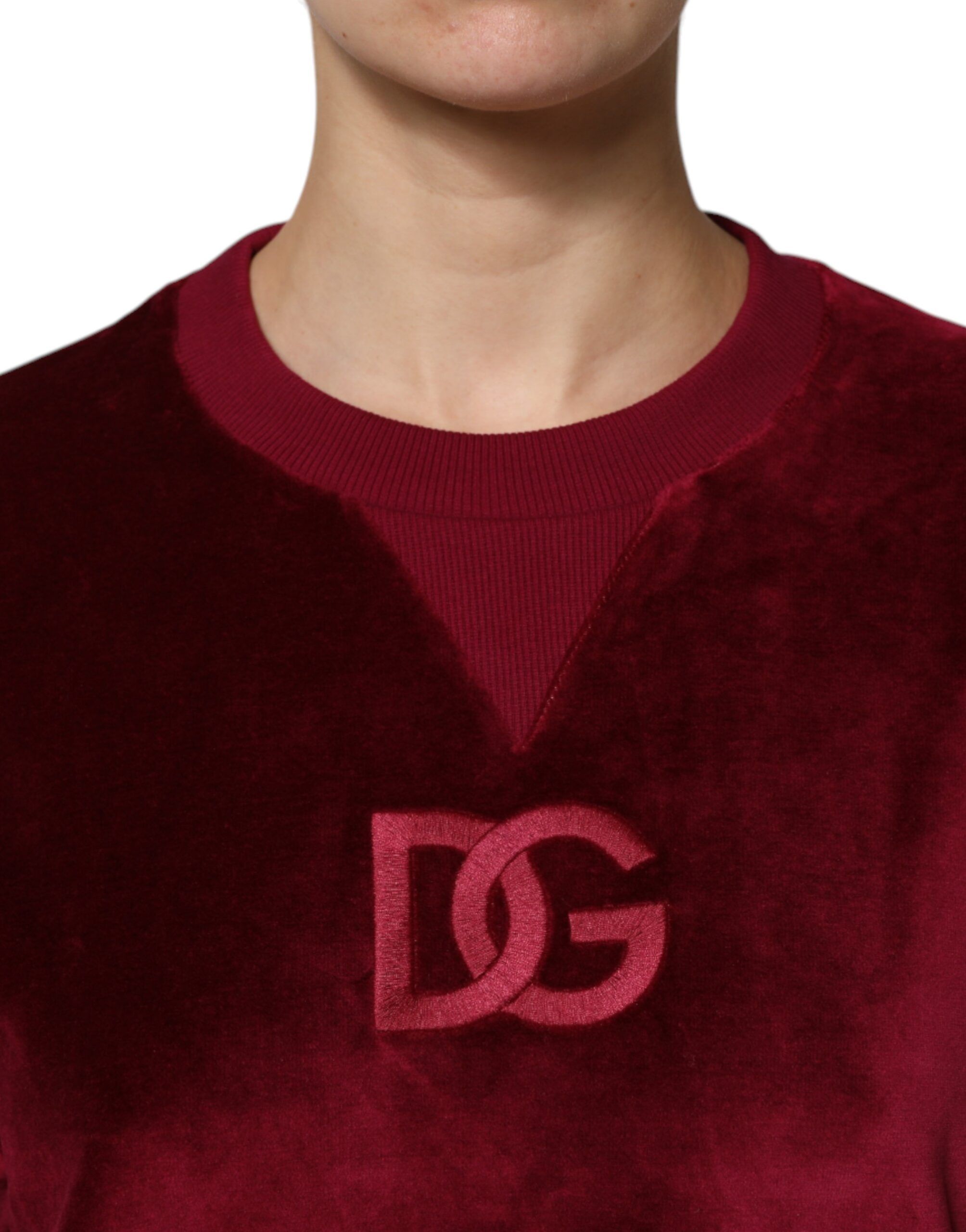 Cotton Velvet Crew Neck Pullover Women's Sweater - Dolce & Gabbana - Modalova
