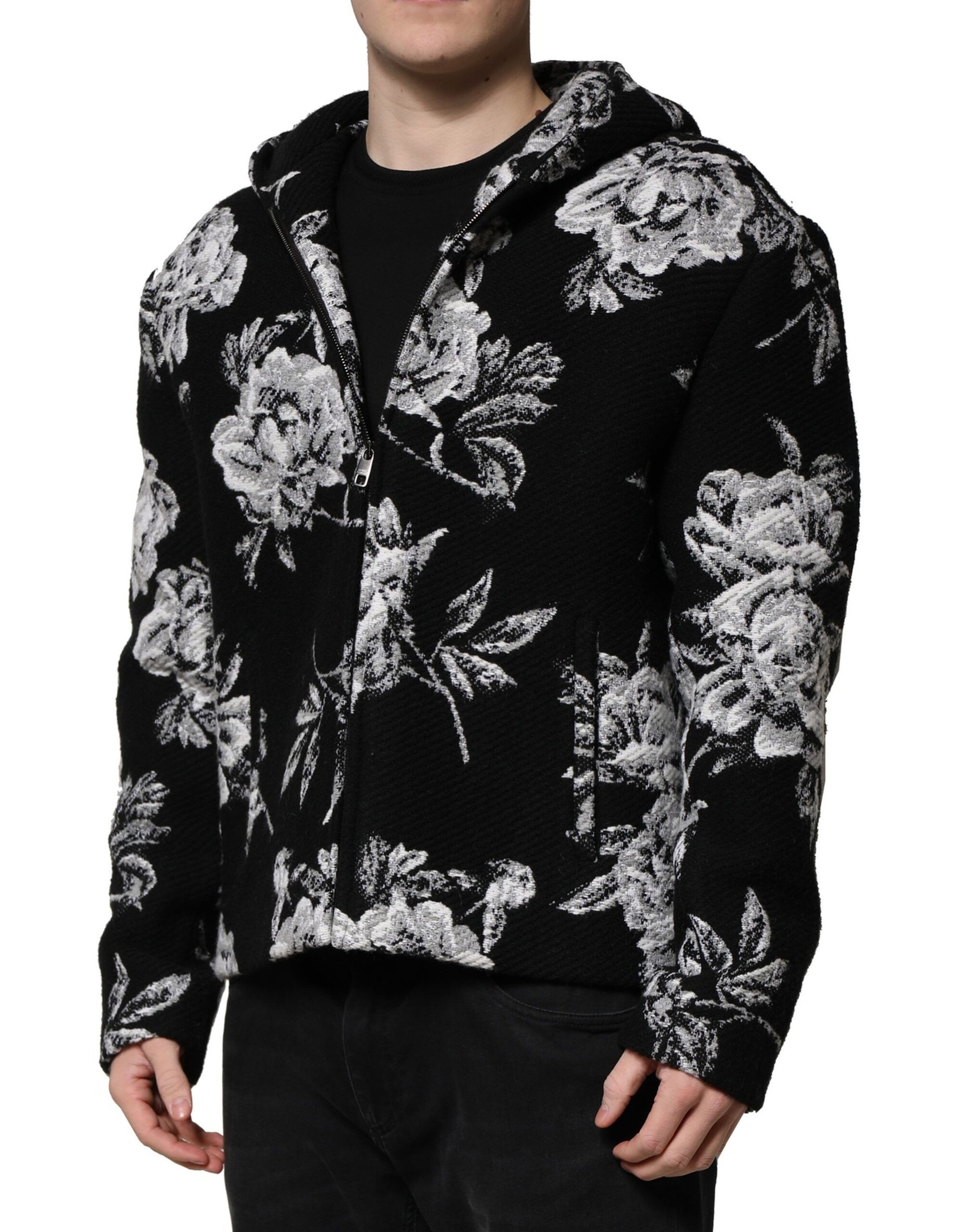 Wool Floral Printed Men Hooded Men's Jacket - Dolce & Gabbana - Modalova
