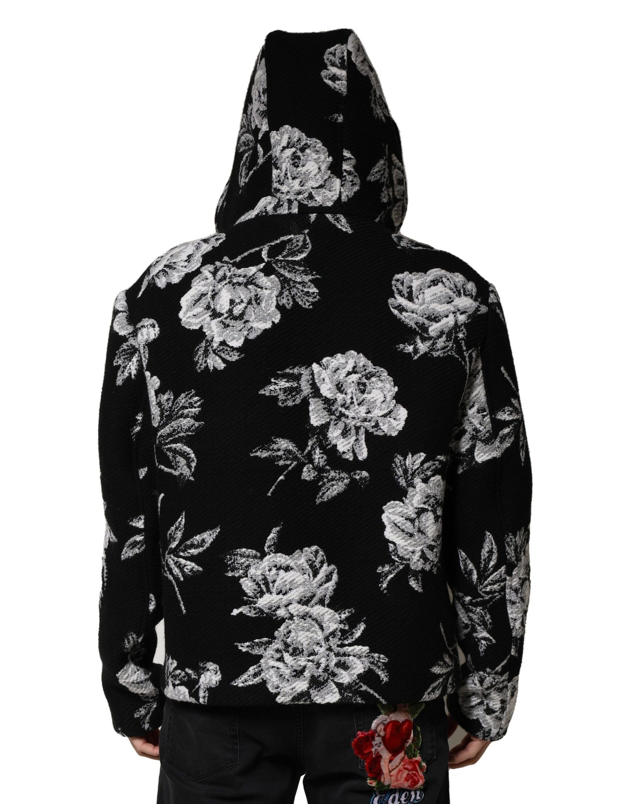 Wool Floral Printed Men Hooded Men's Jacket - Dolce & Gabbana - Modalova