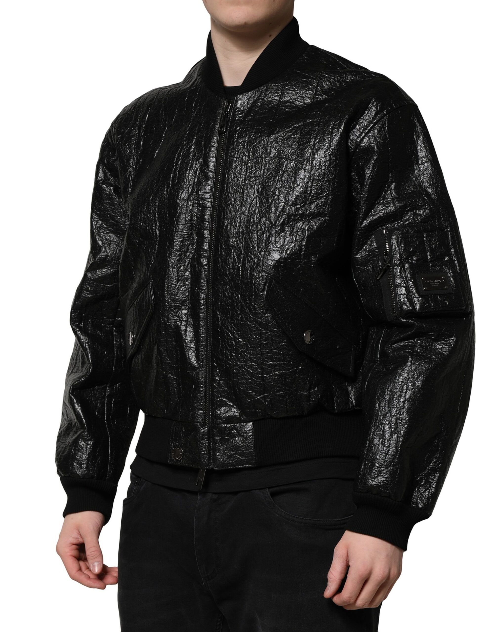 Logo Plaque Bomber Full Zipper Men's Jacket - Dolce & Gabbana - Modalova