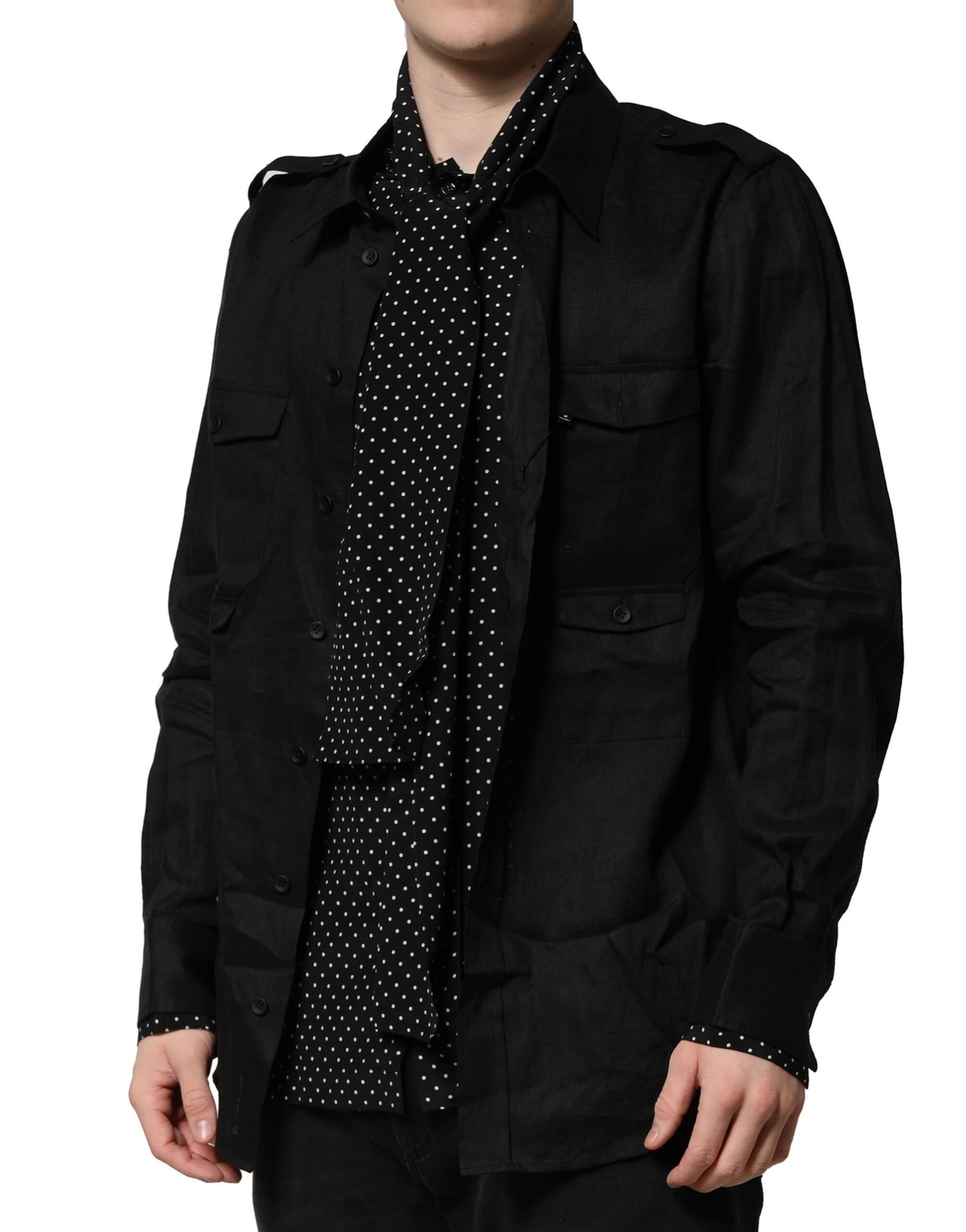 Polka Dot Collar Tie Neck Casual Men's Shirt - Dolce & Gabbana - Modalova