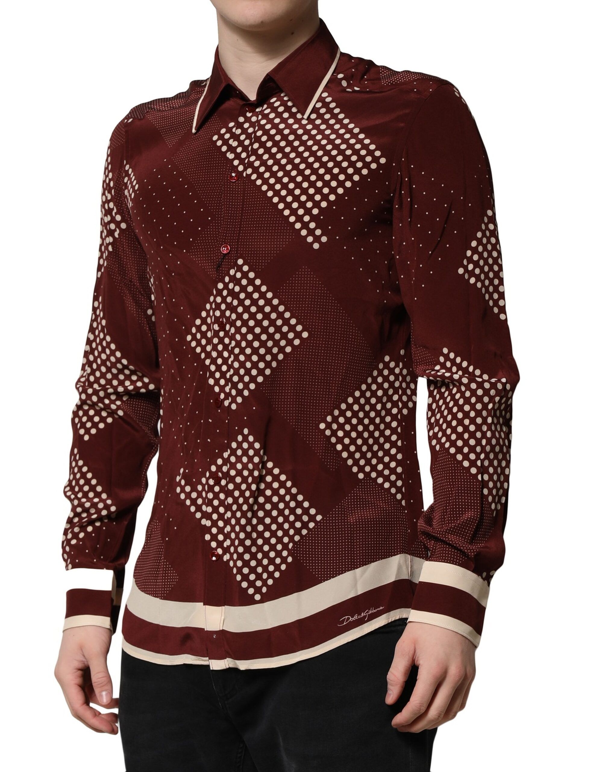 Dotted Silk Long Sleeve Casual Men's Shirt - Dolce & Gabbana - Modalova