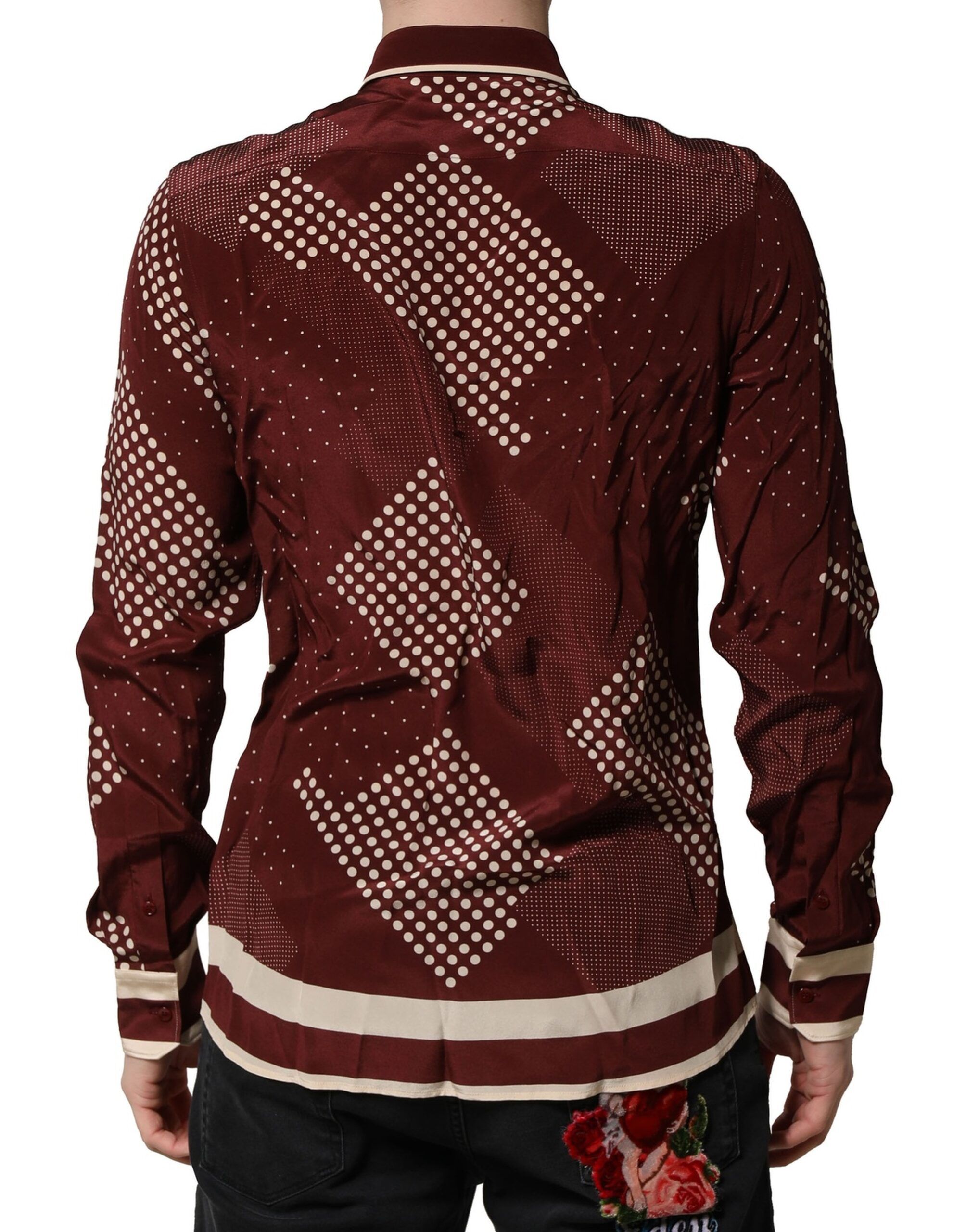 Dotted Silk Long Sleeve Casual Men's Shirt - Dolce & Gabbana - Modalova