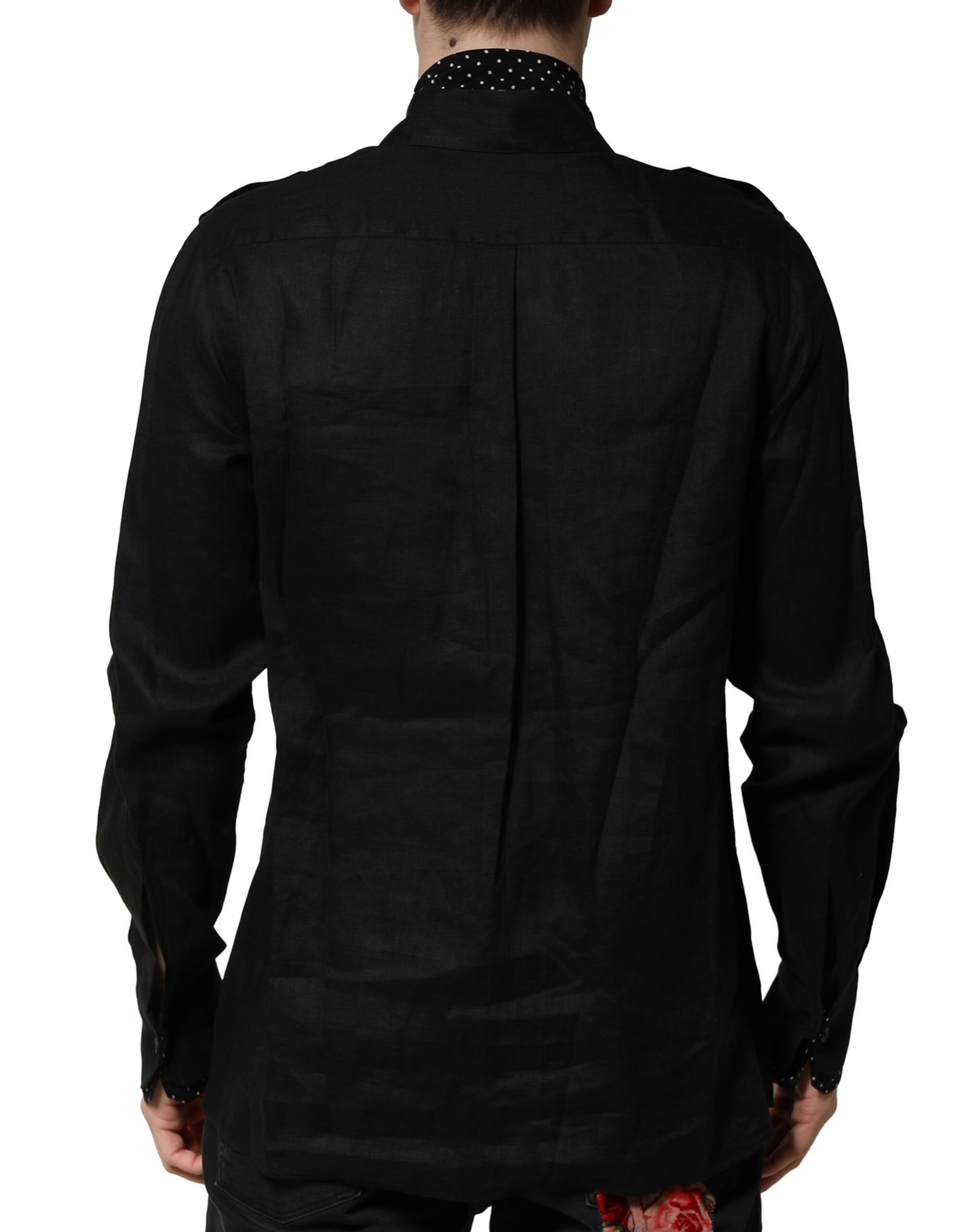 Polka Dot Linen Silk Men Casual Men's Shirt - Dolce & Gabbana - Modalova