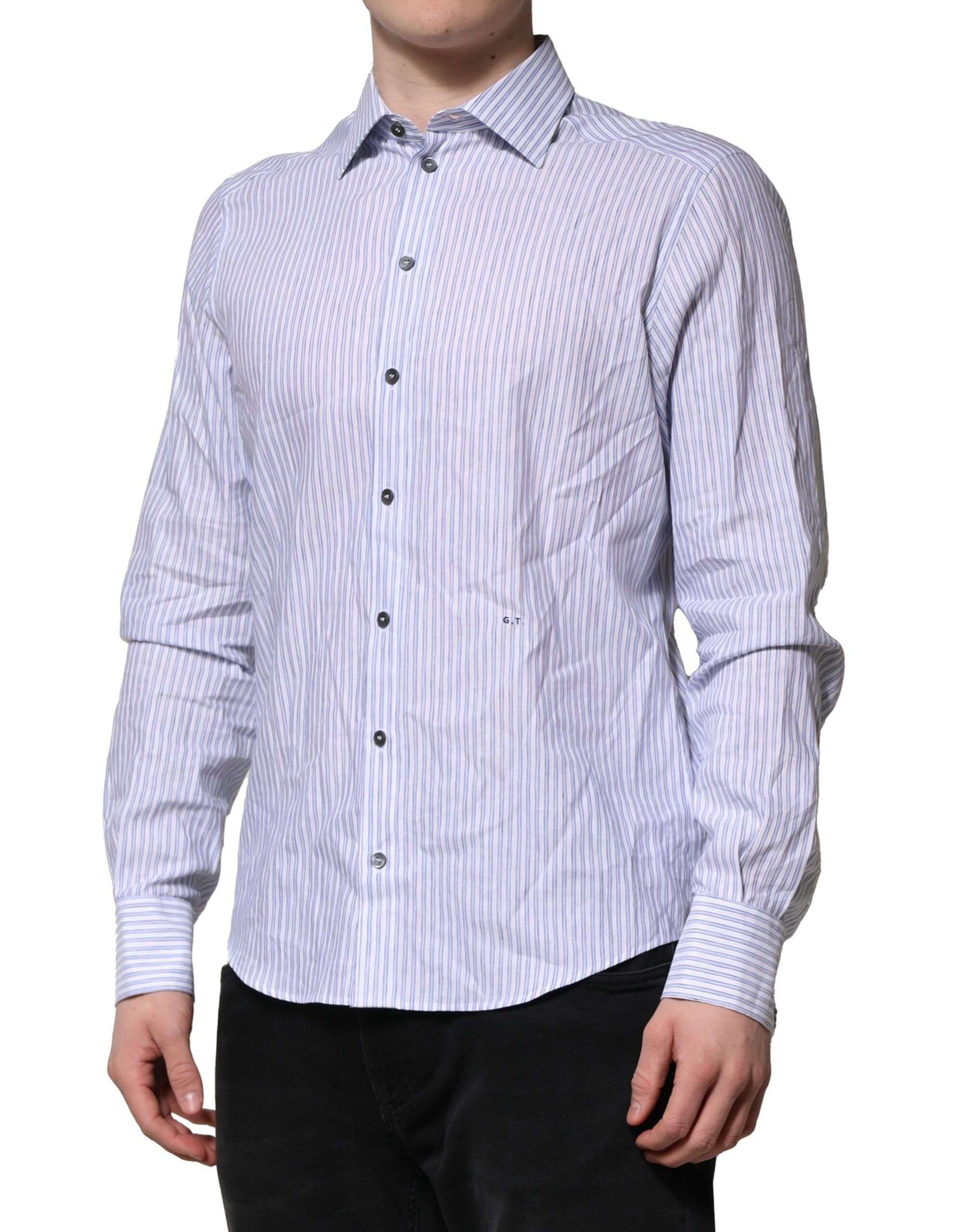 White Blue Striped Cotton Dress Formal Men's Shirt (Pre-Owned) - Dolce & Gabbana - Modalova