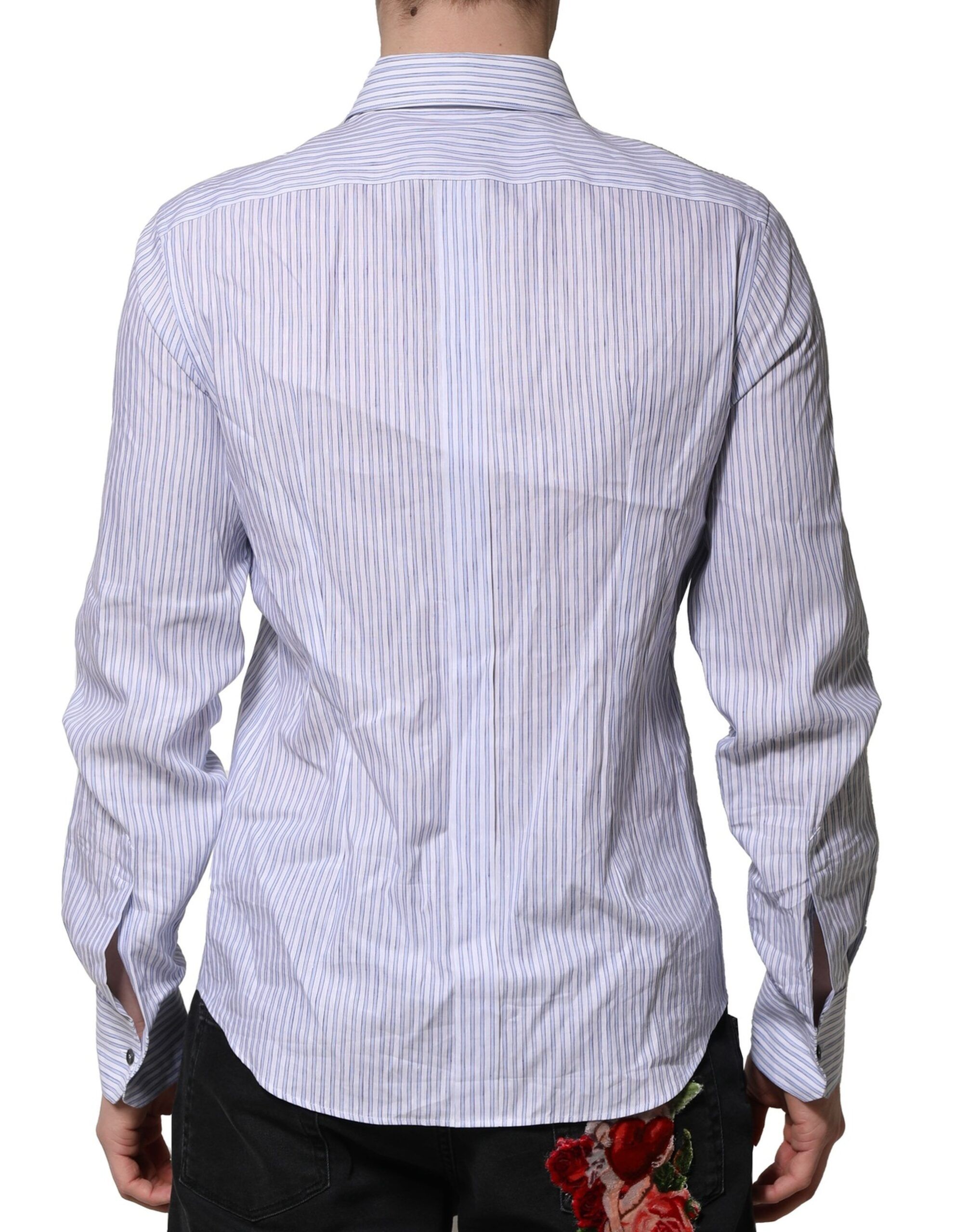 White Blue Striped Cotton Dress Formal Men's Shirt (Pre-Owned) - Dolce & Gabbana - Modalova