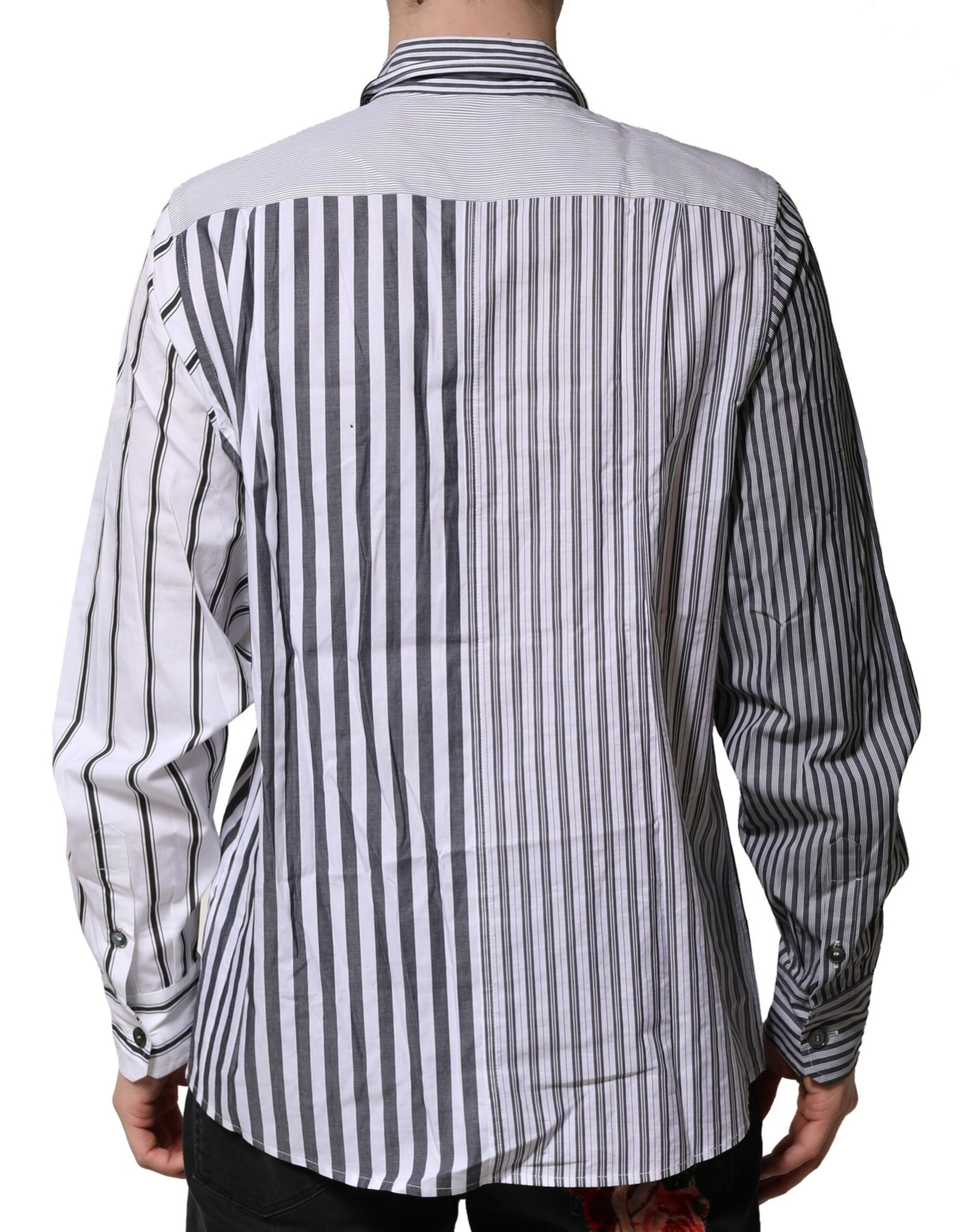 Gray Striped Cotton Men Casual Men's Shirt - Dolce & Gabbana - Modalova