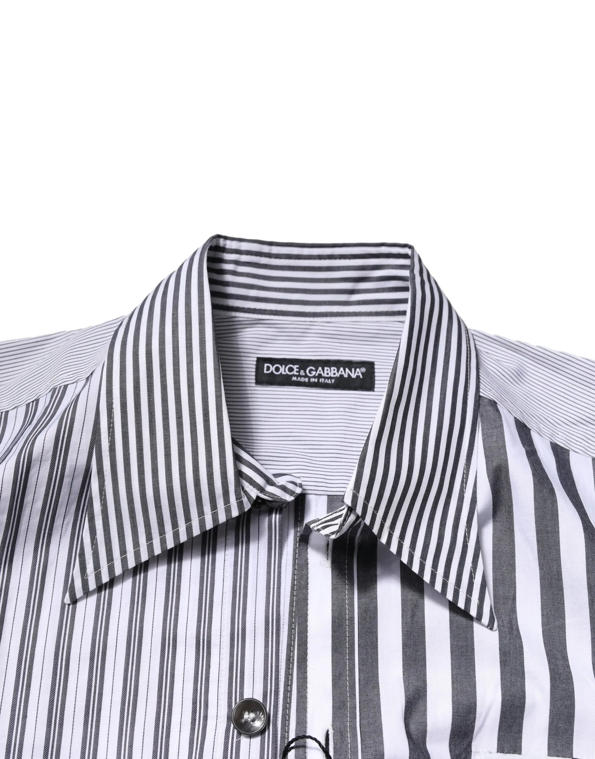 Gray Striped Cotton Men Casual Men's Shirt - Dolce & Gabbana - Modalova