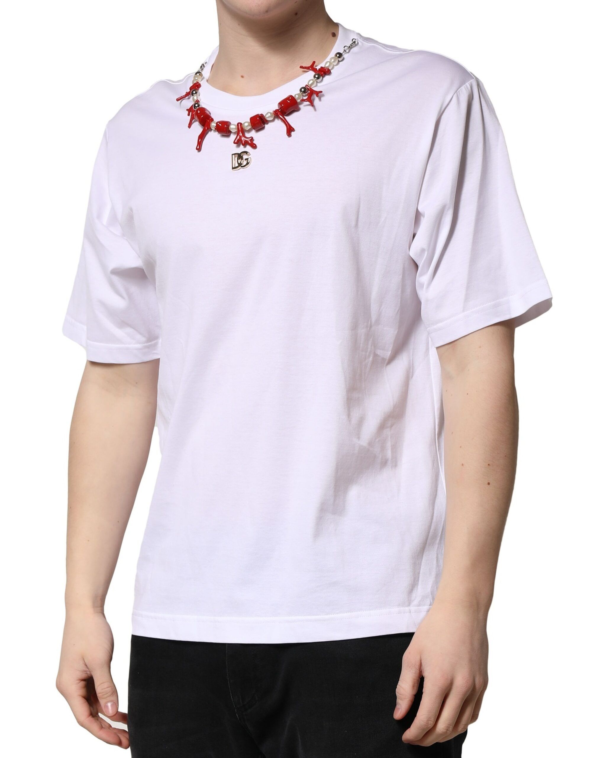 Embellished Cotton Crew Neck Men's T-shirt - Dolce & Gabbana - Modalova
