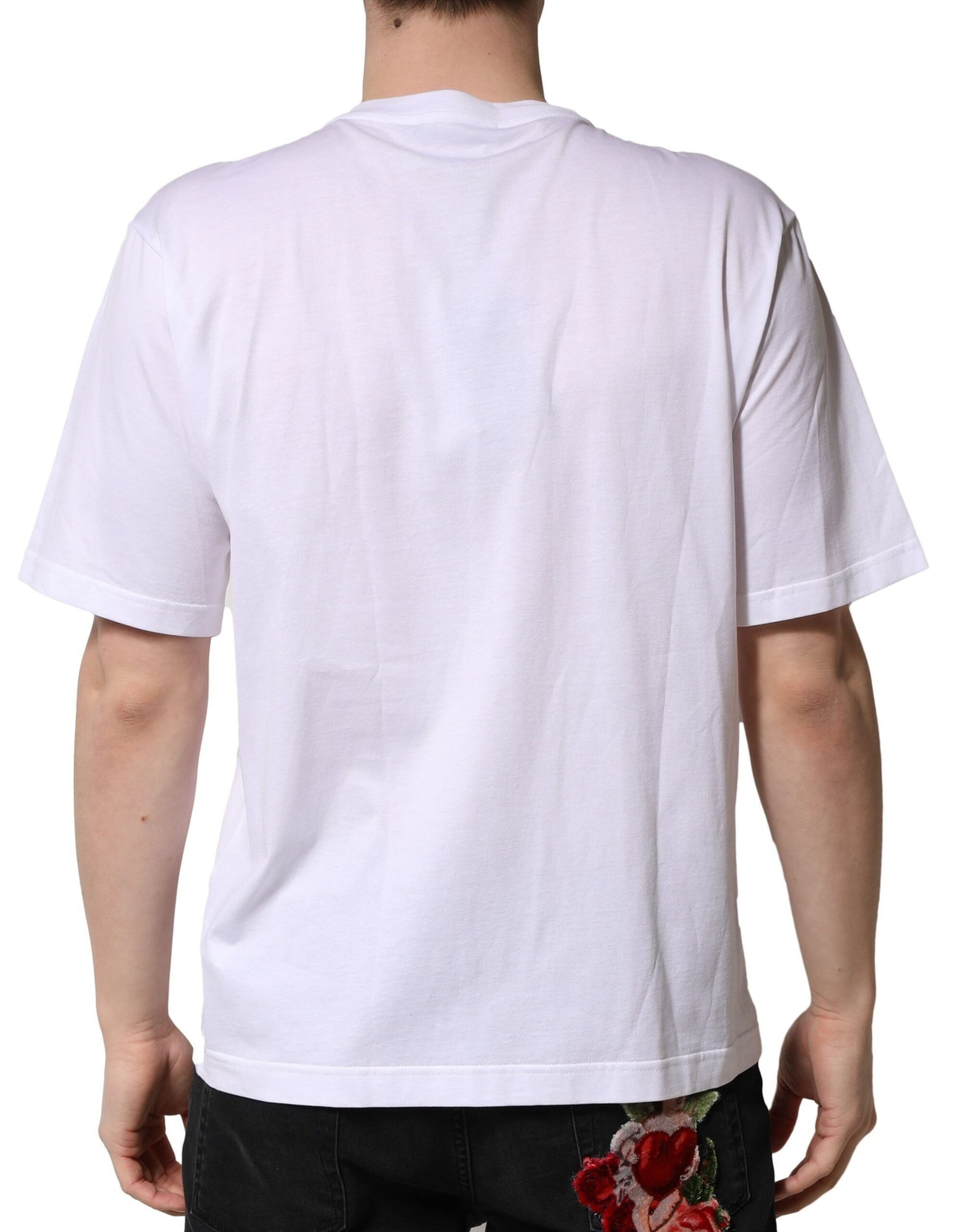 Embellished Cotton Crew Neck Men's T-shirt - Dolce & Gabbana - Modalova