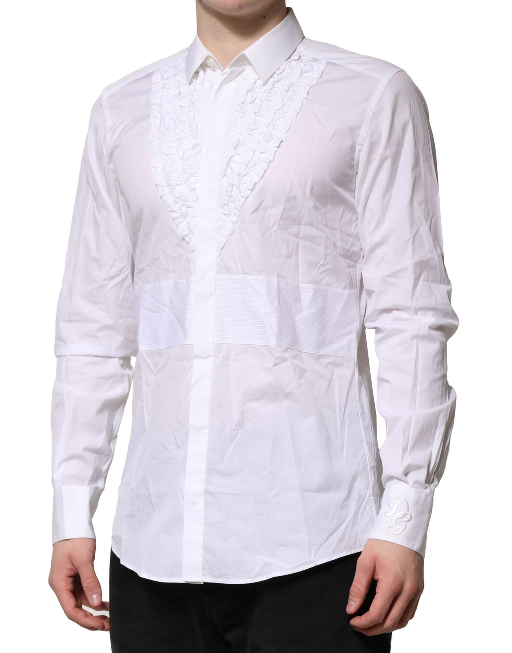Cotton Ruffled Detailing Formal Men's Shirt (Pre-Owned) - Dolce & Gabbana - Modalova