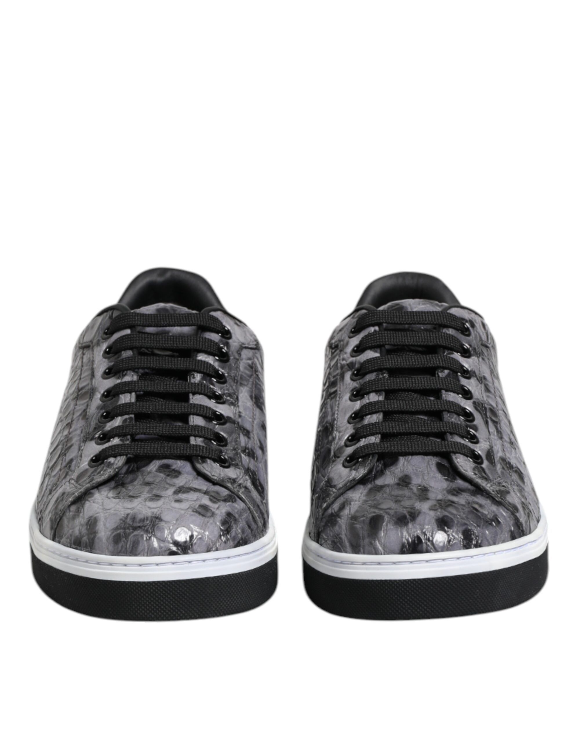 Gray Leather Leopard Low Top Sneakers Men's Shoes (Pre-Owned) - Dolce & Gabbana - Modalova