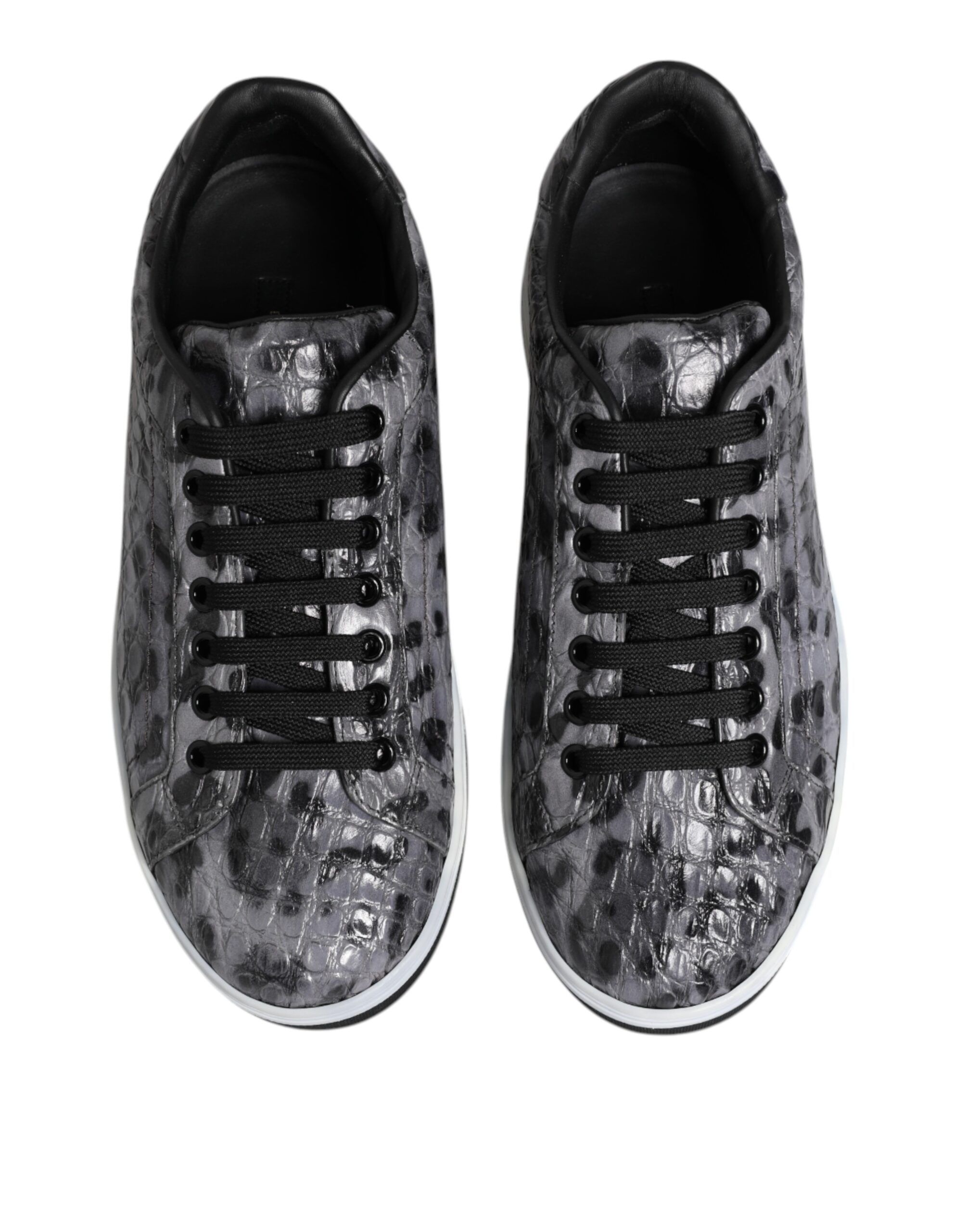 Gray Leather Leopard Low Top Sneakers Men's Shoes (Pre-Owned) - Dolce & Gabbana - Modalova