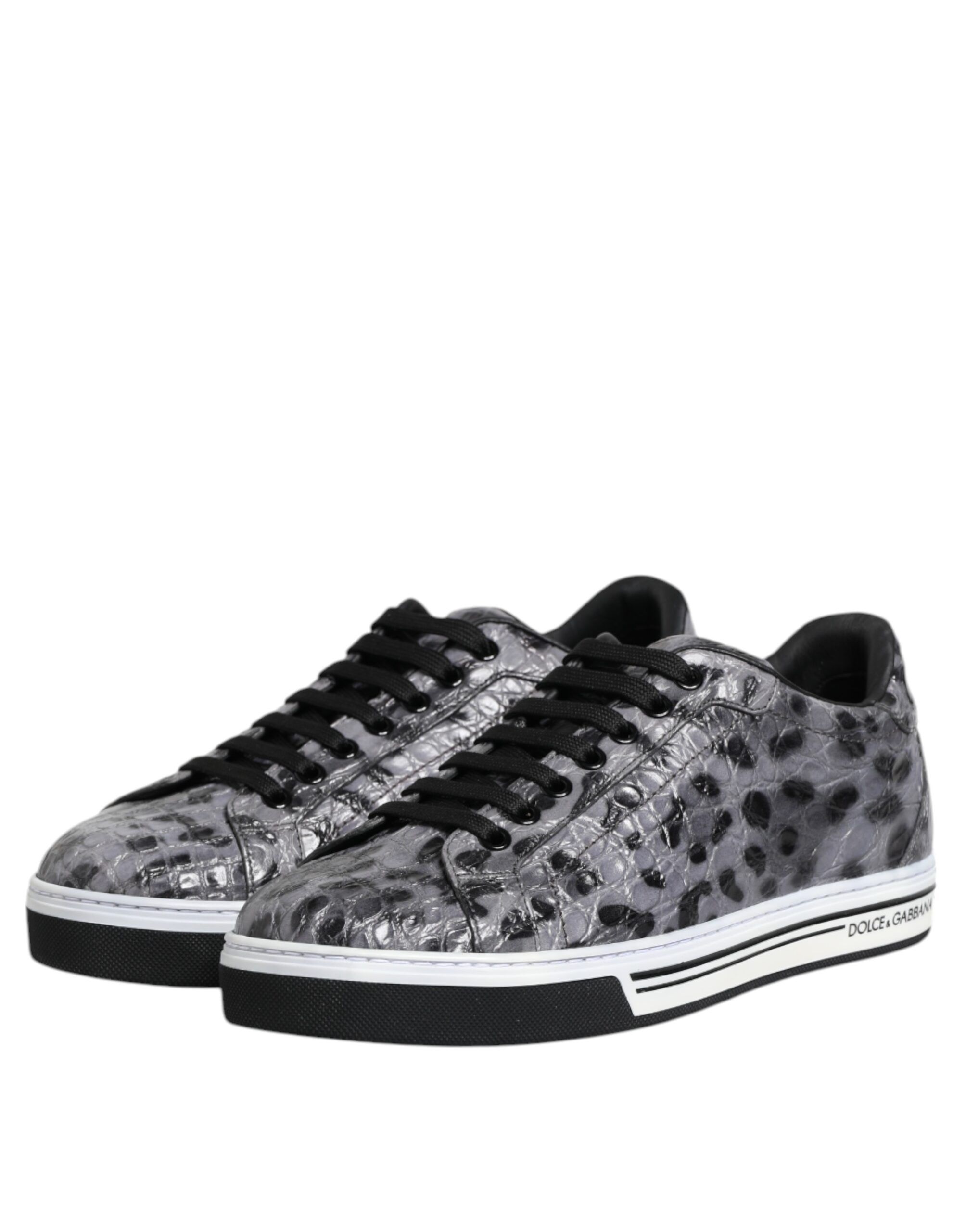 Gray Leather Leopard Low Top Sneakers Men's Shoes (Pre-Owned) - Dolce & Gabbana - Modalova