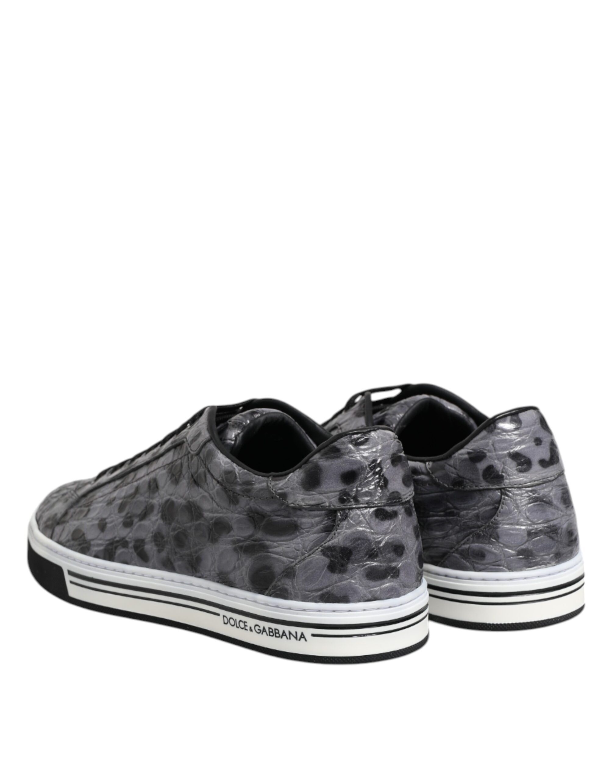 Gray Leather Leopard Low Top Sneakers Men's Shoes (Pre-Owned) - Dolce & Gabbana - Modalova