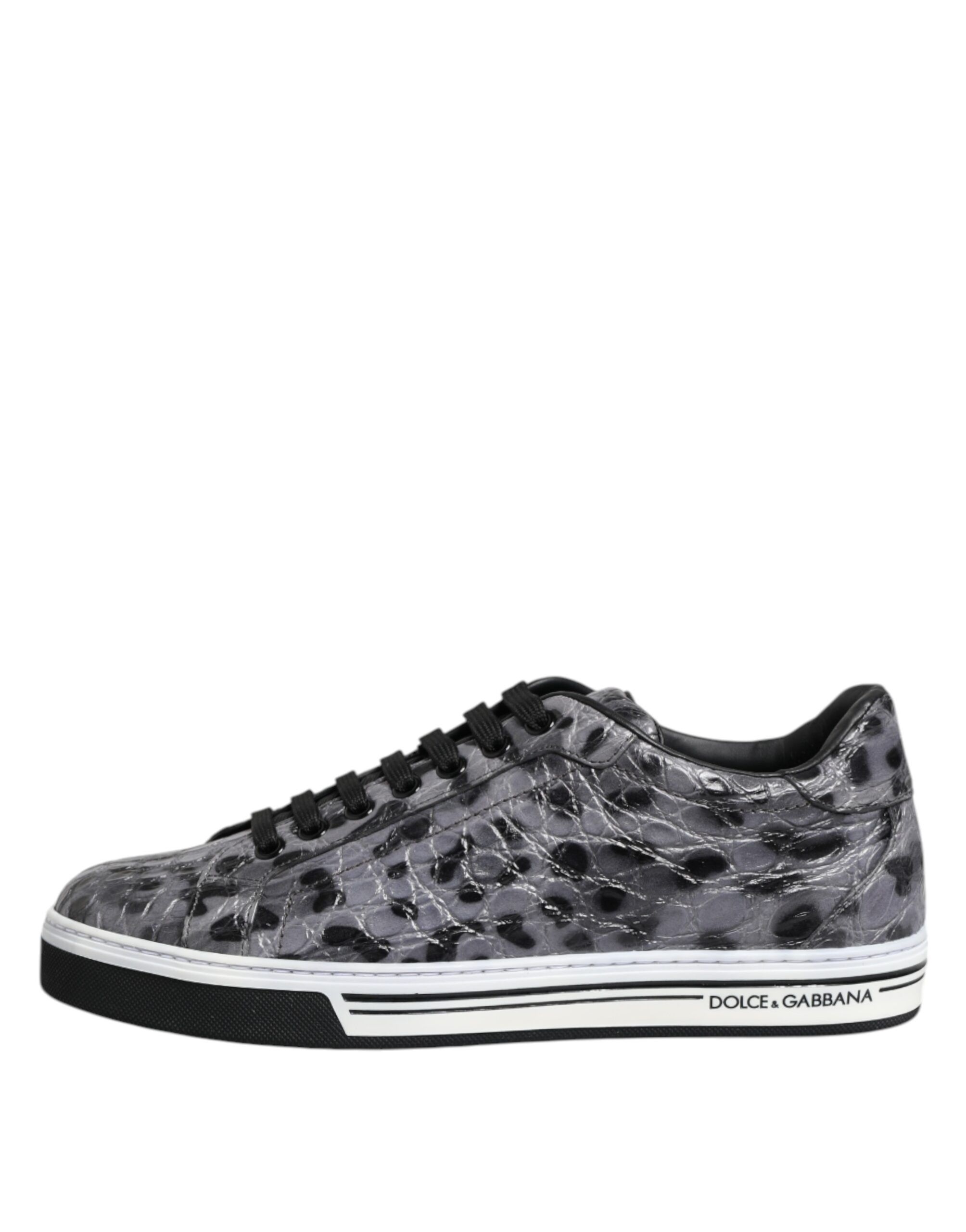 Gray Leather Leopard Low Top Sneakers Men's Shoes (Pre-Owned) - Dolce & Gabbana - Modalova