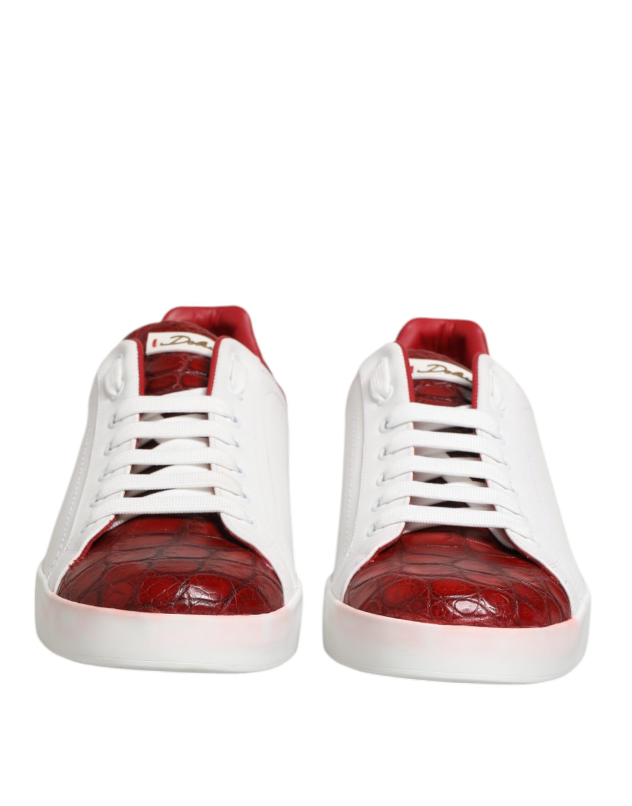 White Red Leather Lace Up Sneakers Men's Shoes (Pre-Owned) - Dolce & Gabbana - Modalova