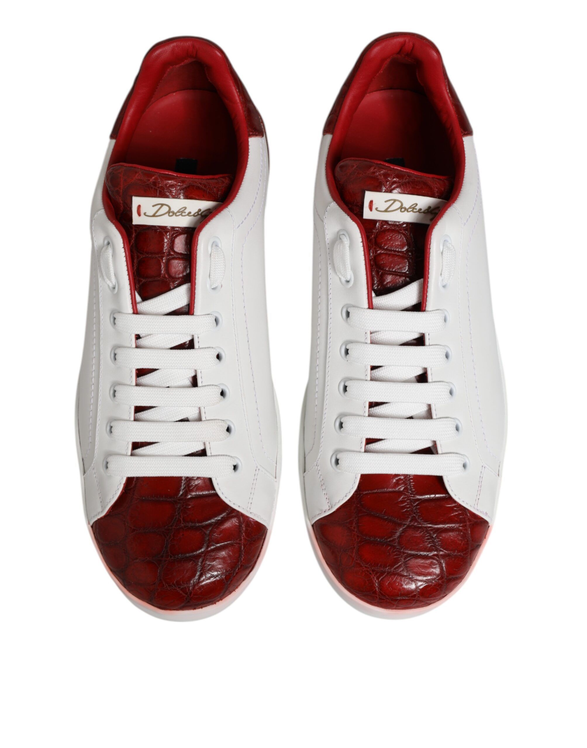 White Red Leather Lace Up Sneakers Men's Shoes (Pre-Owned) - Dolce & Gabbana - Modalova